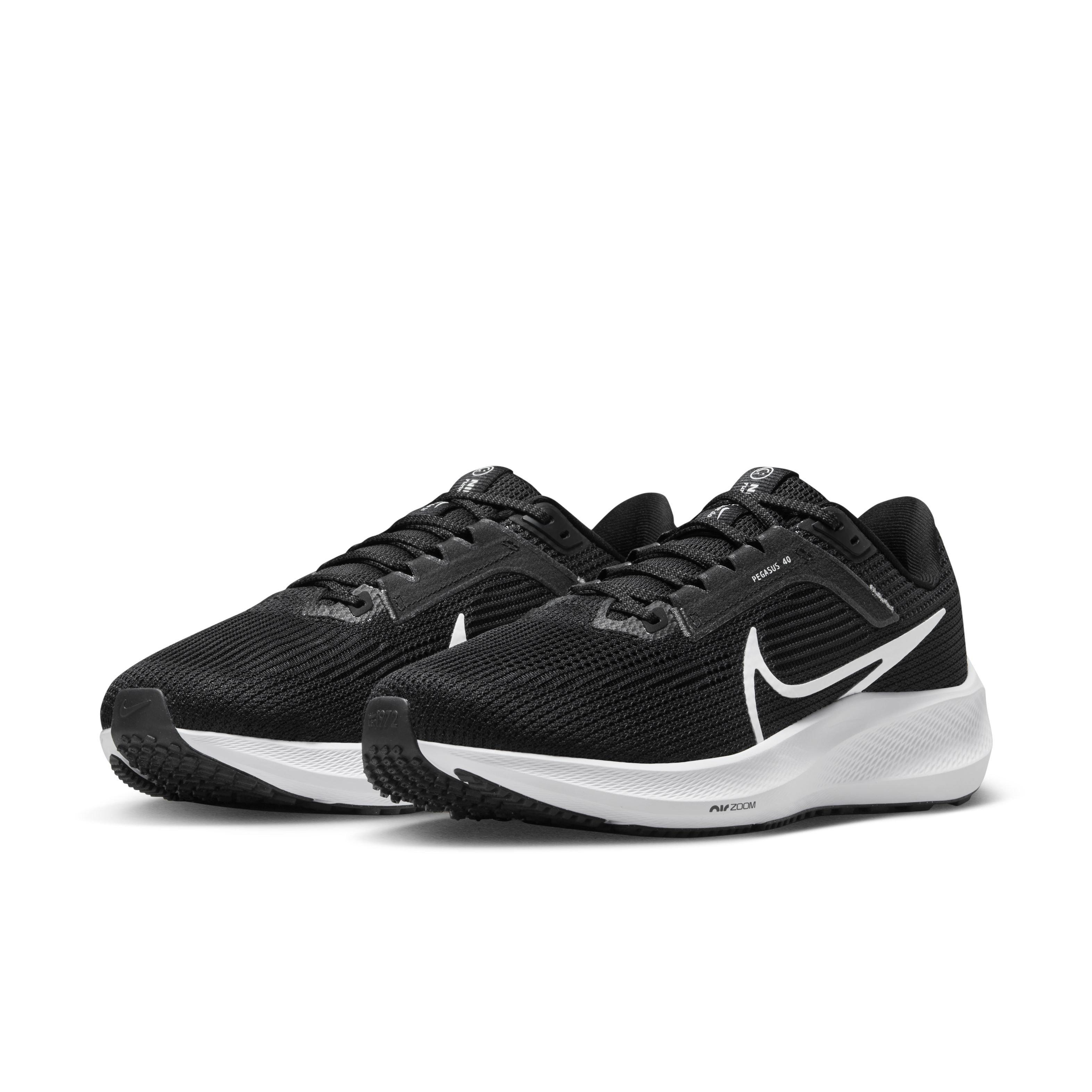 Nike Pegasus 40 "Black/White/Iron Grey" Women's Wide Running Shoe - BLACK/WHITE/GREY Thumbnail View 3