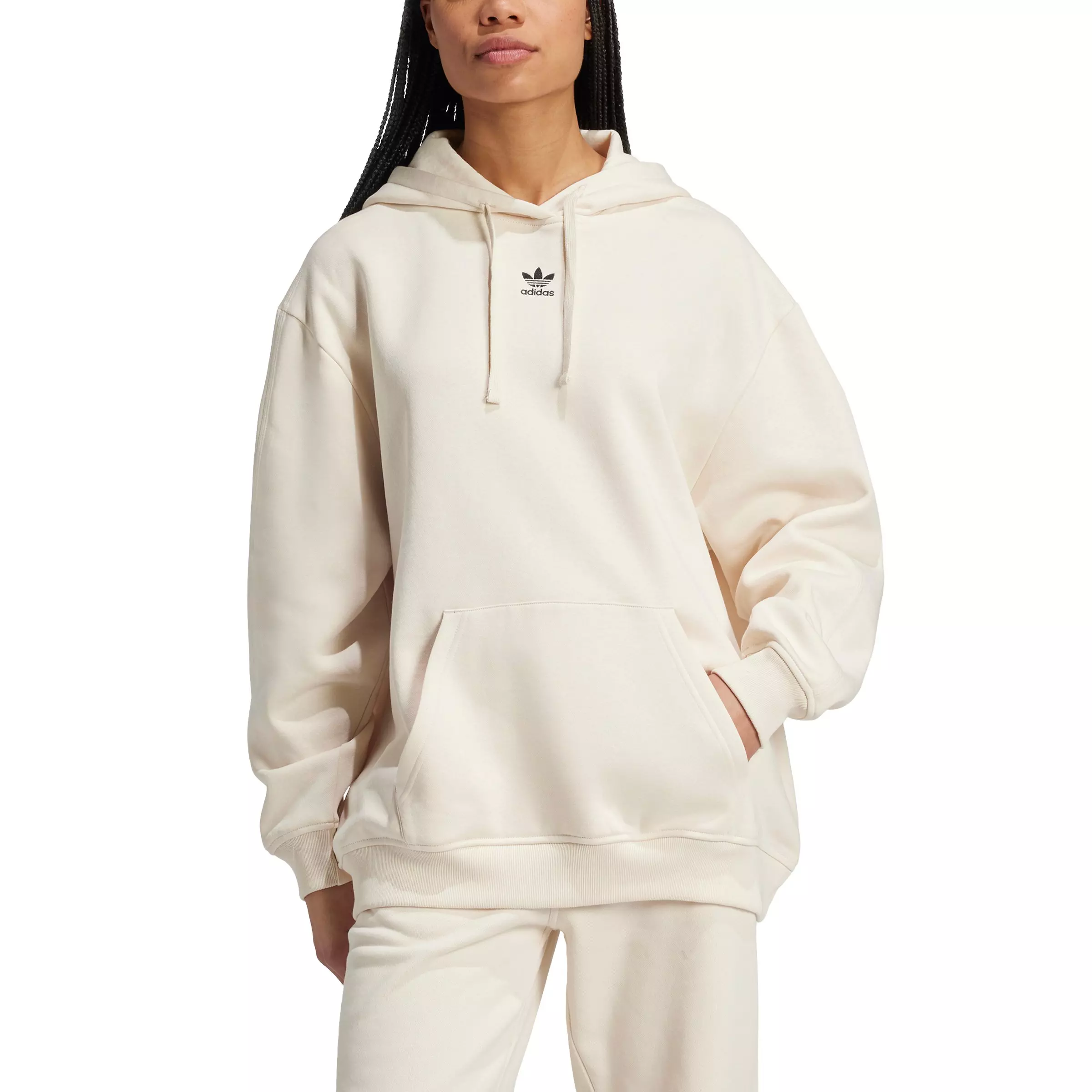 adidas Women's Originals Essentials Oversized Fleece Hoodie - White - WHITE