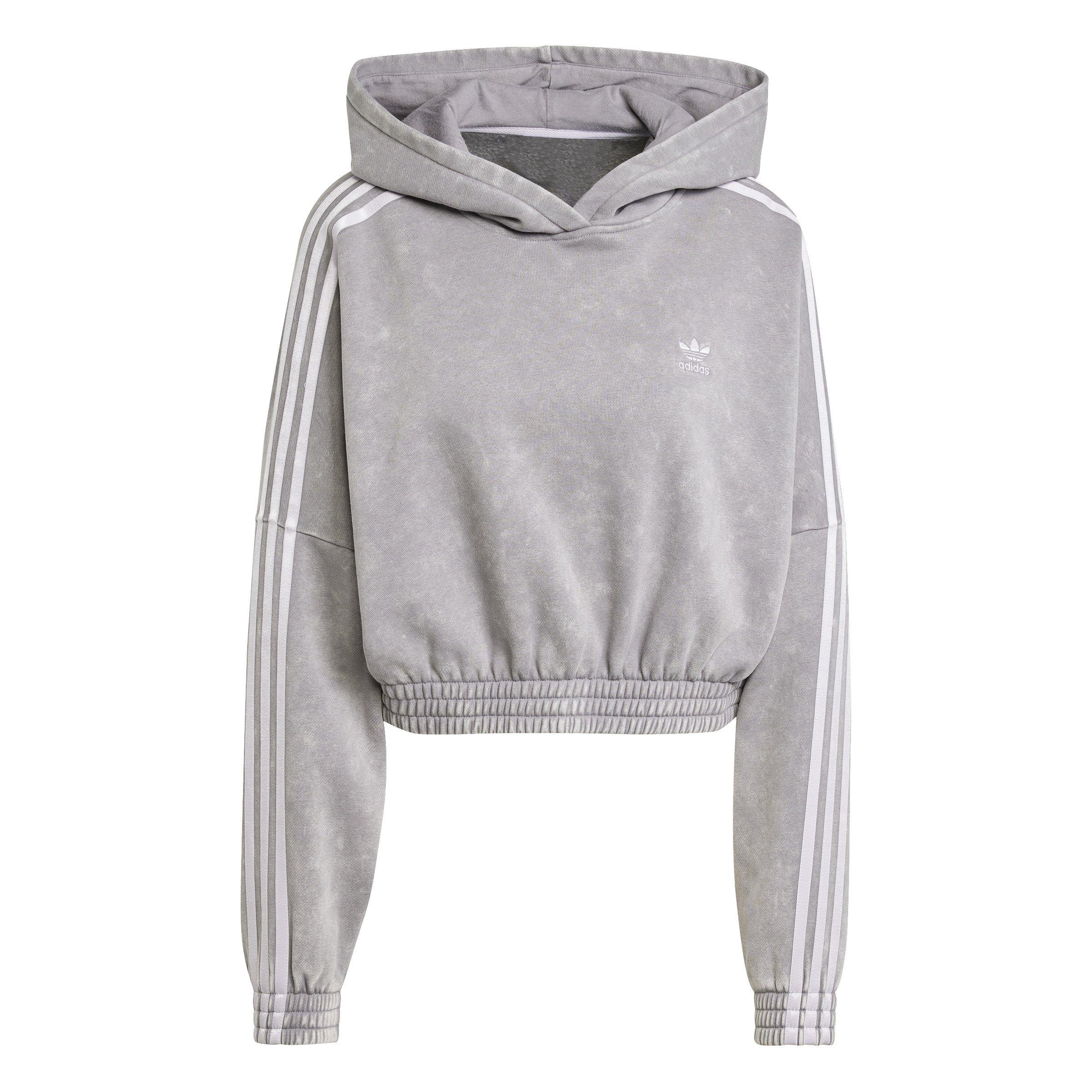 adidas Originals Women's Washed-Out Crop Oversized Zip Hoodie-Grey - GREY Thumbnail View 6