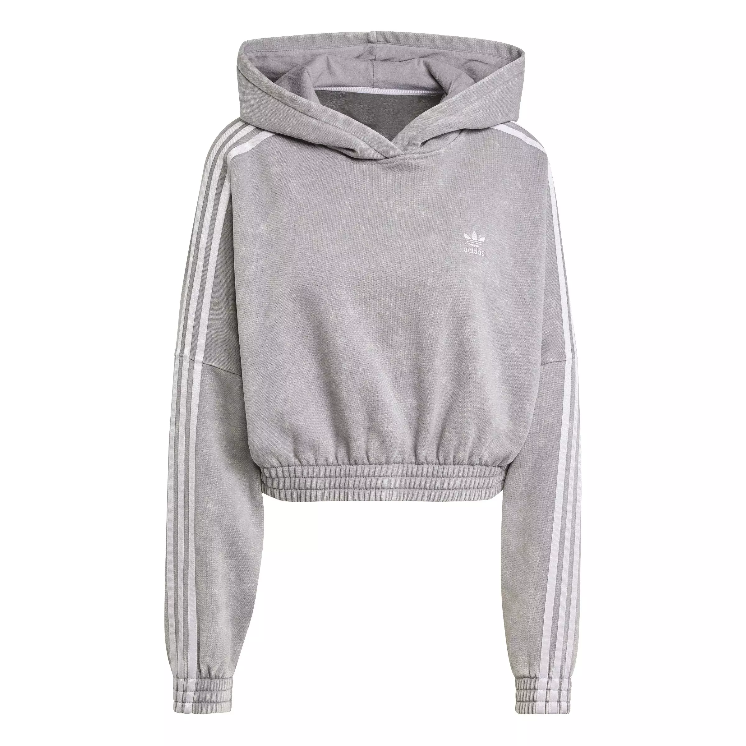 adidas Originals Women's Washed-Out Crop Oversized Zip Hoodie-Grey - GREY