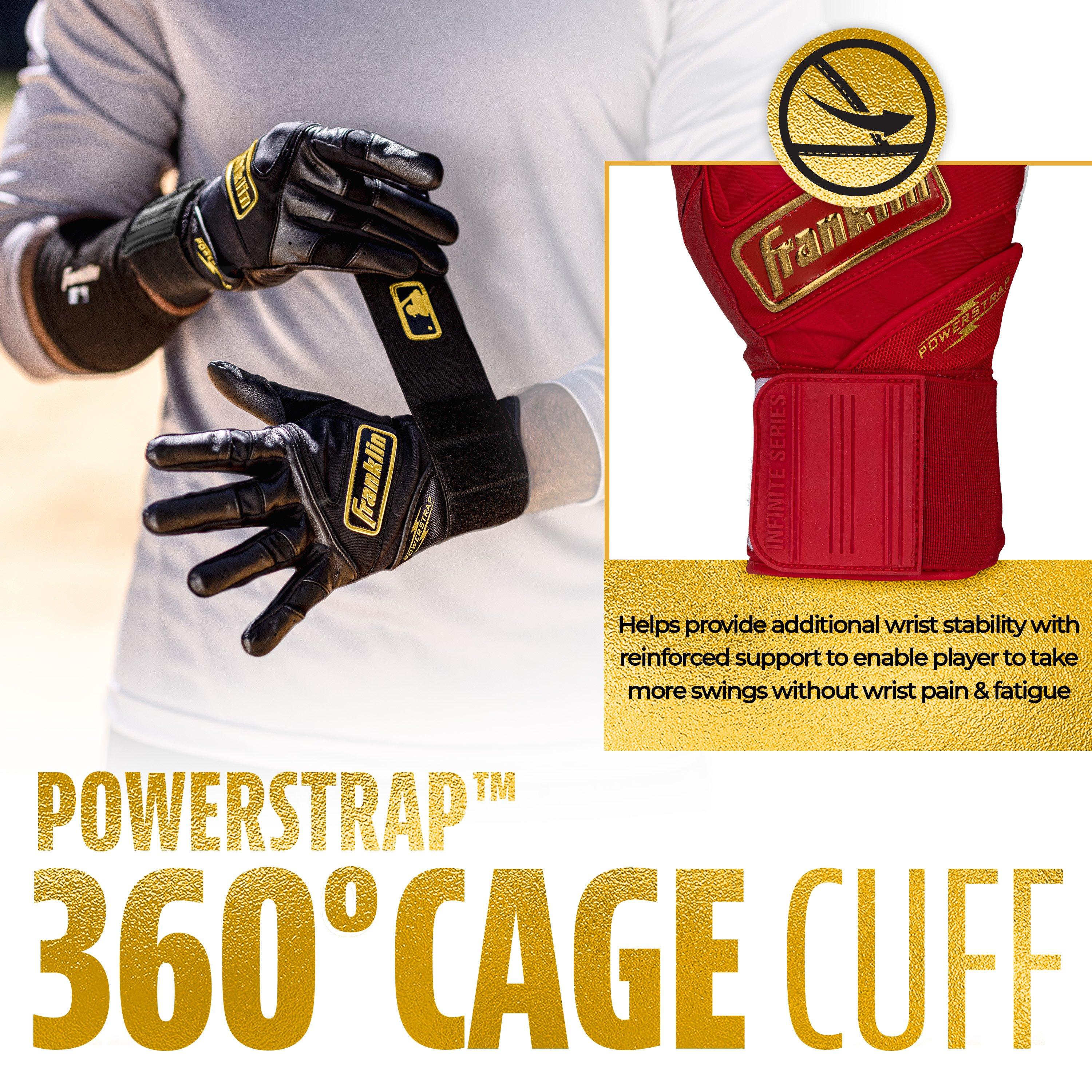 Franklin Sports MLB Adult Powerstrap Batting Gloves - Red/Gold - RED/GOLD Thumbnail View 6