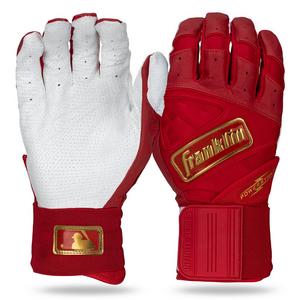 Franklin Sports MLB Adult Powerstrap Batting Gloves - Red/Gold