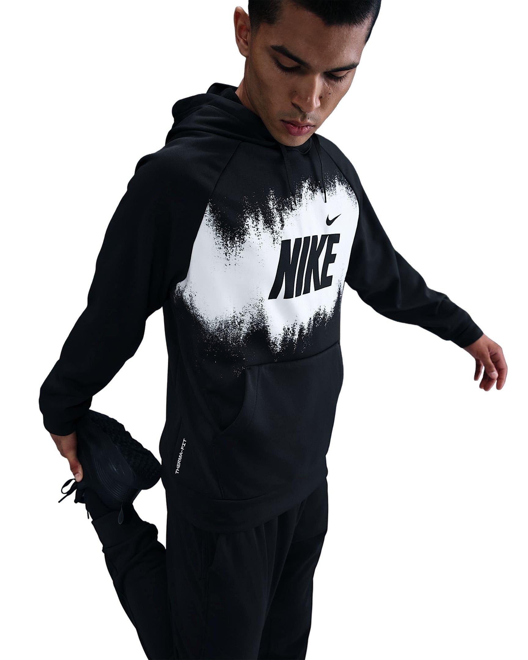 Nike Men's Therma-IT Fleece Graphic Pullover Hoodie - BLACK Thumbnail View 3