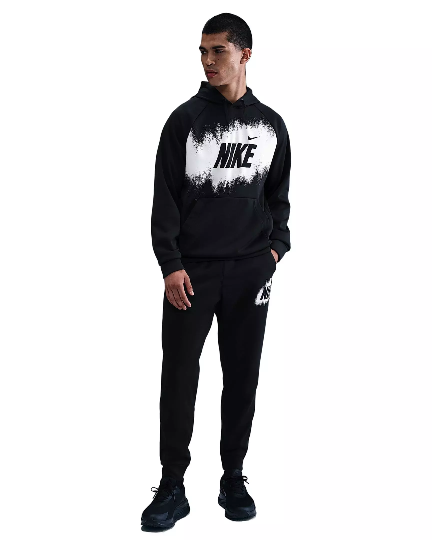 Nike Men's Therma-IT Fleece Graphic Pullover Hoodie - BLACK