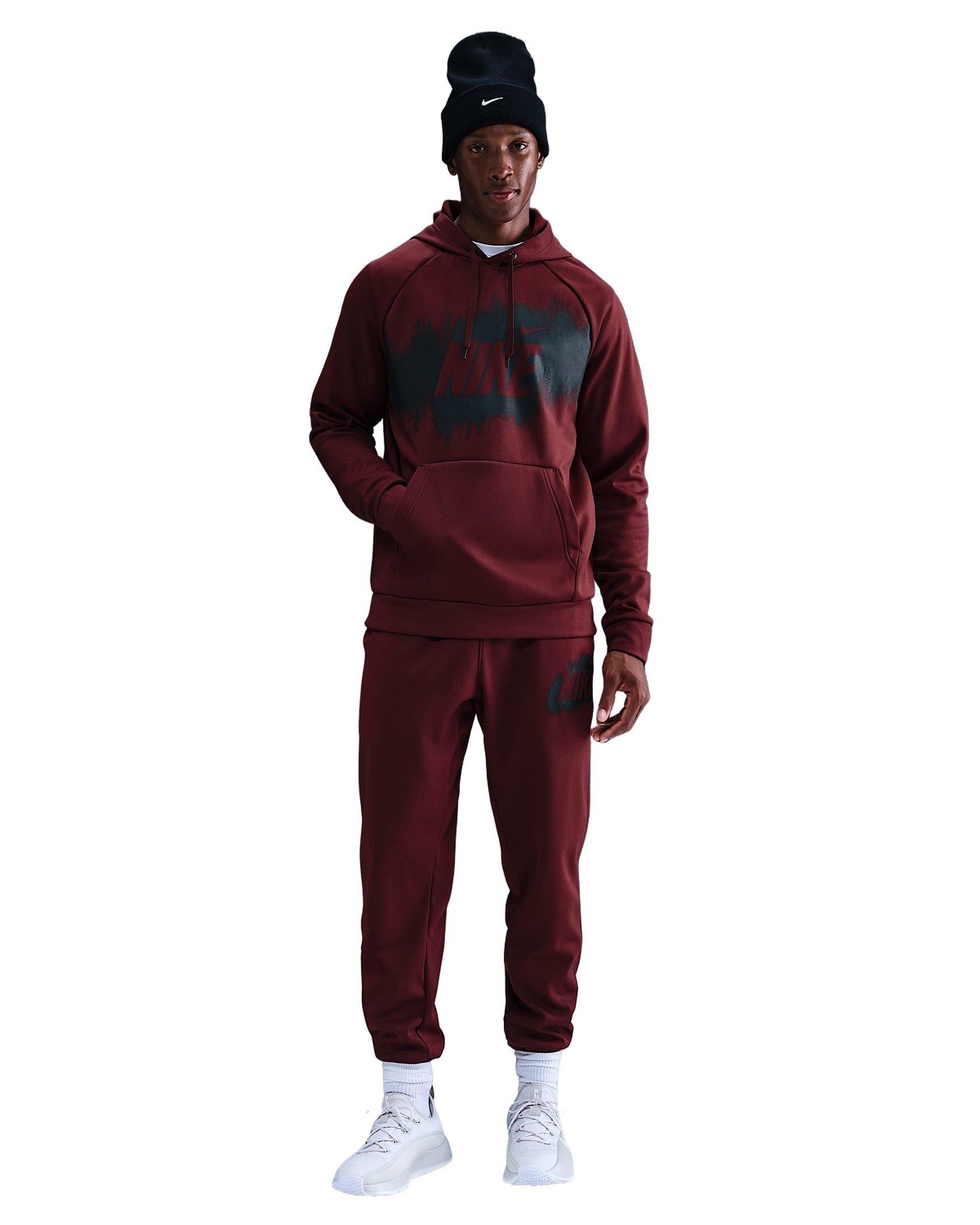 Nike Men's Therma-IT Fleece Graphic Pullover Hoodie - DK RED Thumbnail View 1