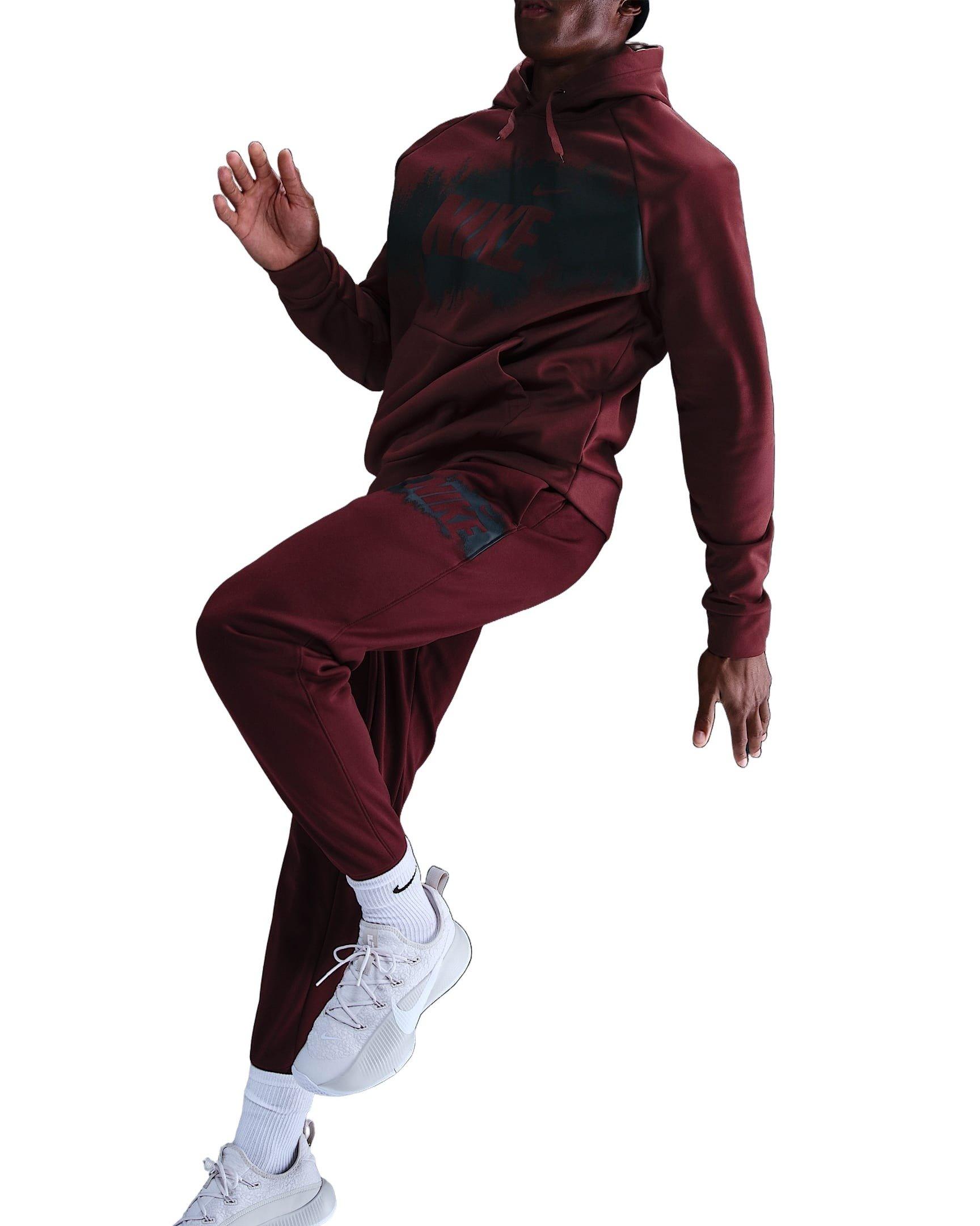 Nike Men's Therma-IT Fleece Graphic Pullover Hoodie - DK RED Thumbnail View 3