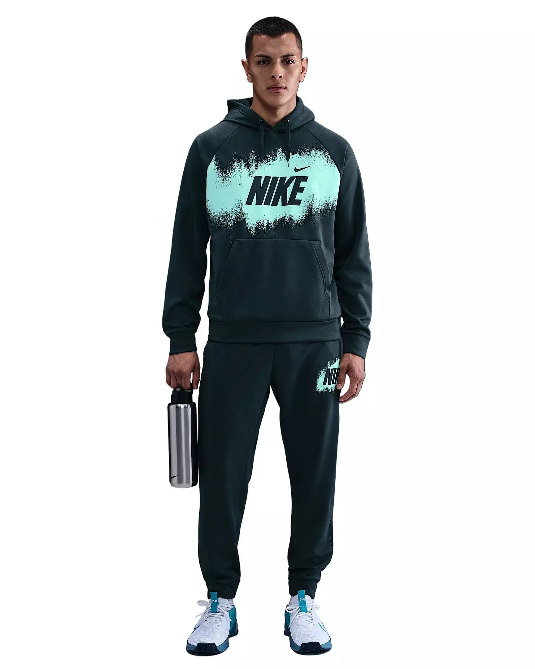 Nike Men's Therma-IT Fleece Graphic Pullover Hoodie - SEAWEED GREEN