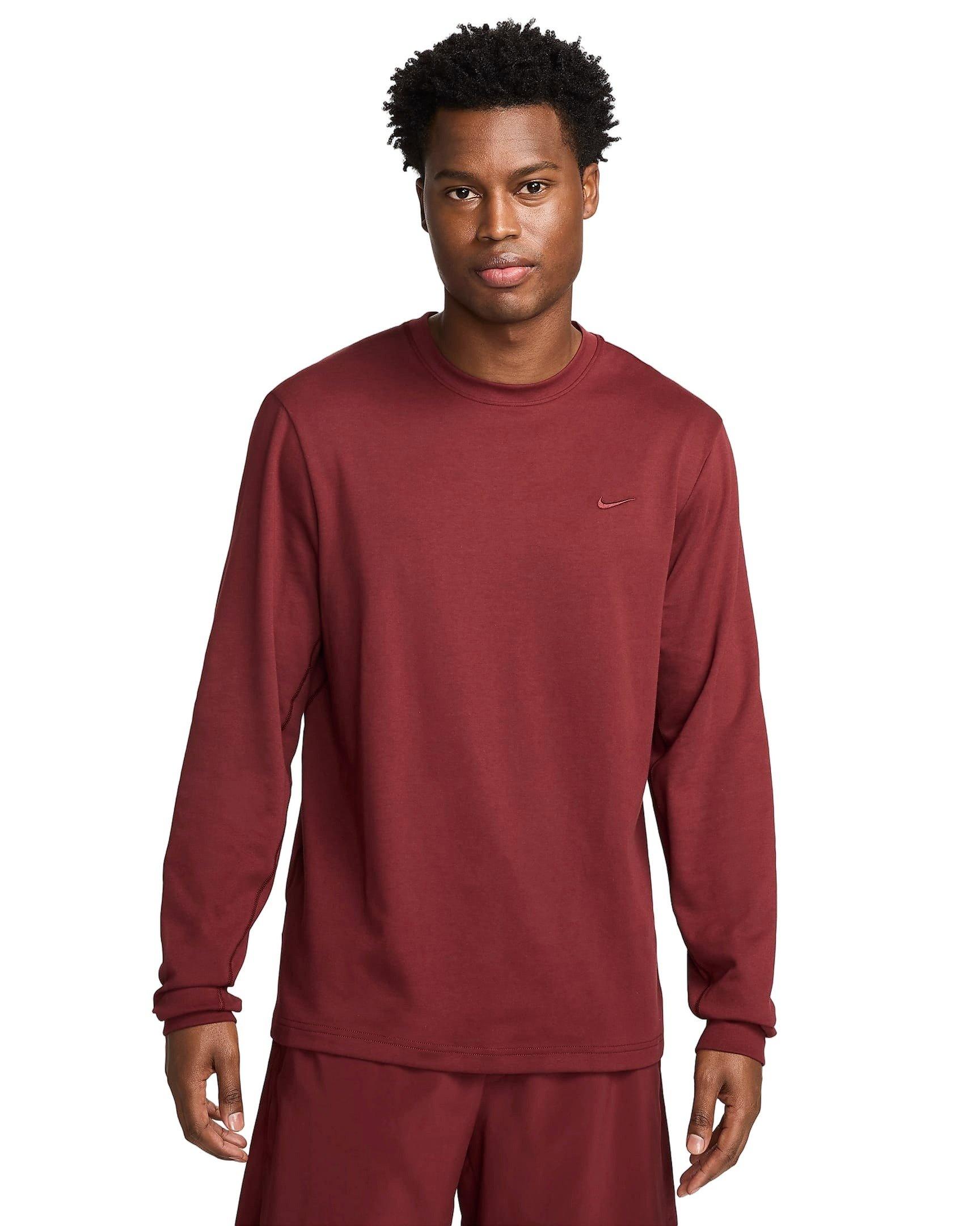 Nike Men's Primary Dri-FIT Long-Sleeve Versatile Top - DK RED Thumbnail View 1