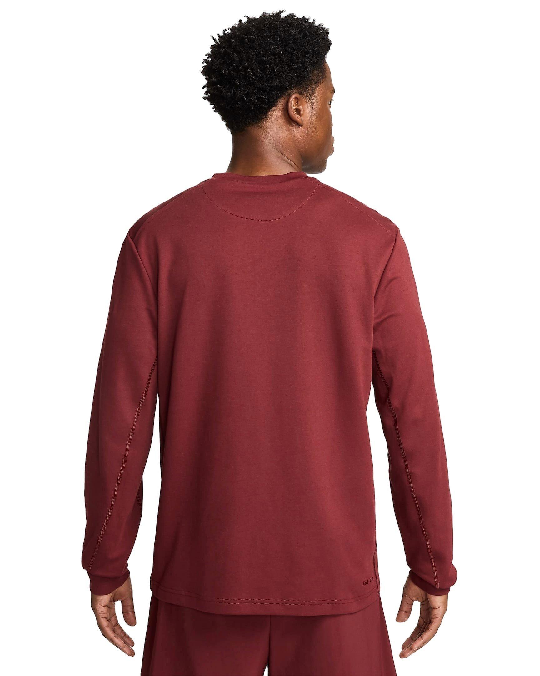 Nike Men's Primary Dri-FIT Long-Sleeve Versatile Top - DK RED Thumbnail View 2