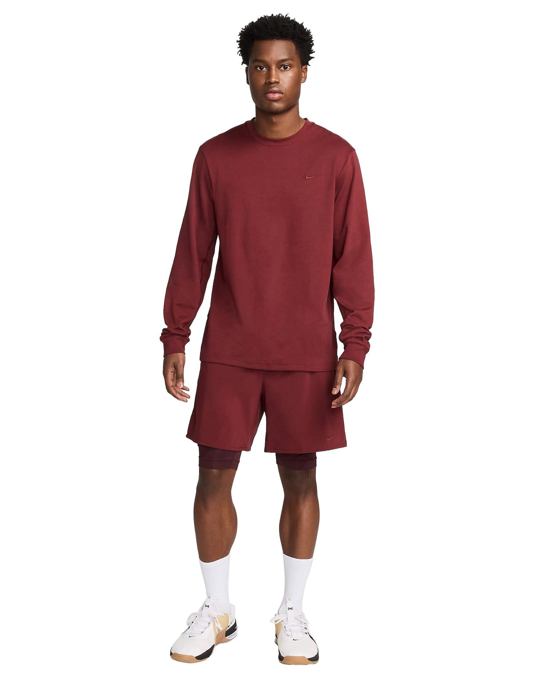 Nike Men's Primary Dri-FIT Long-Sleeve Versatile Top - DK RED Thumbnail View 6