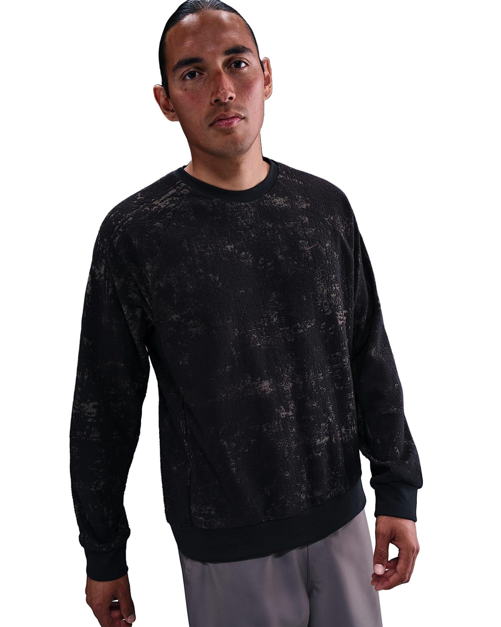 Nike Men's Primary Therma-FIT Jacquard Versatile Crew - BLACK Thumbnail View 1