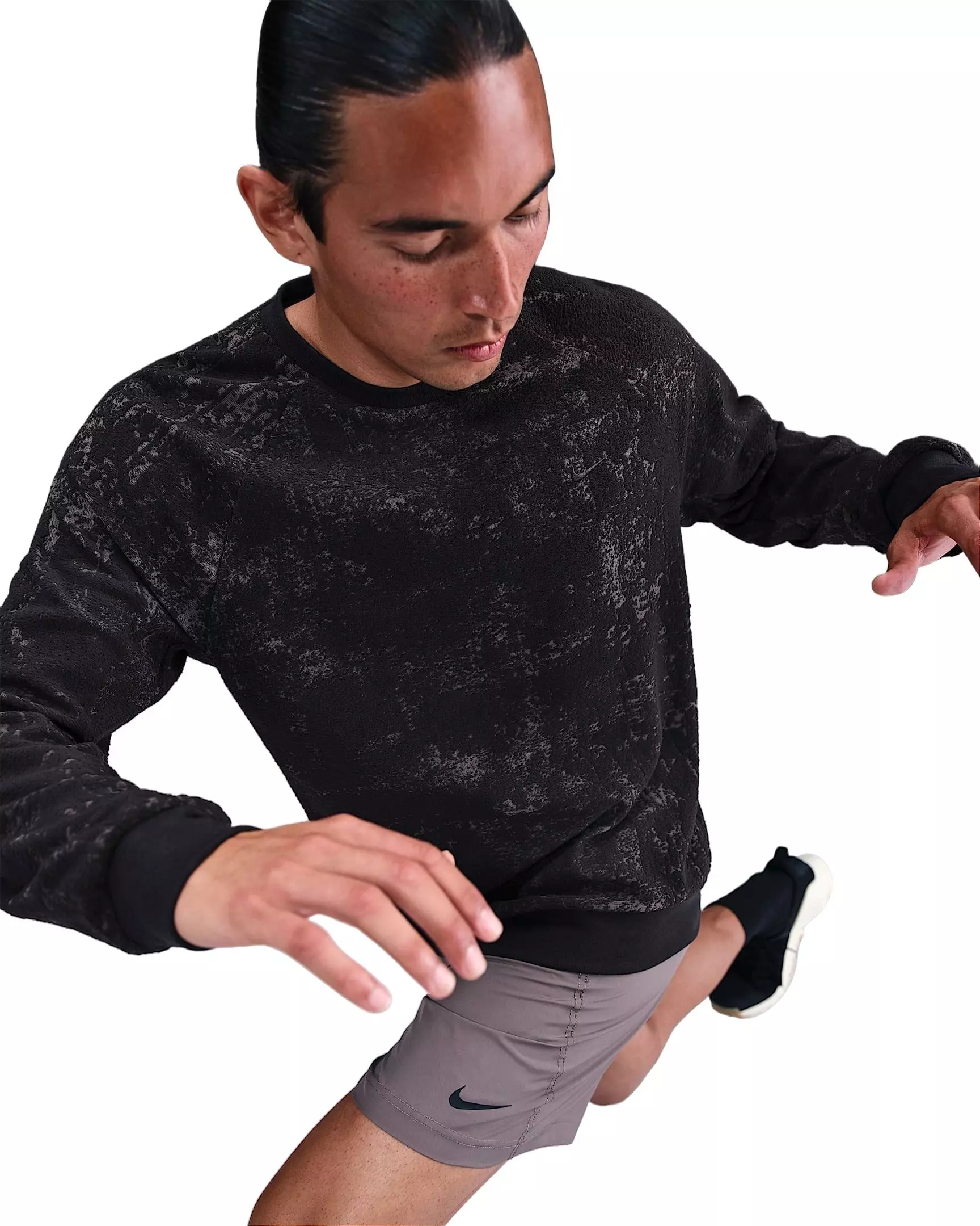 Nike Men's Primary Therma-FIT Jacquard Versatile Crew - BLACK