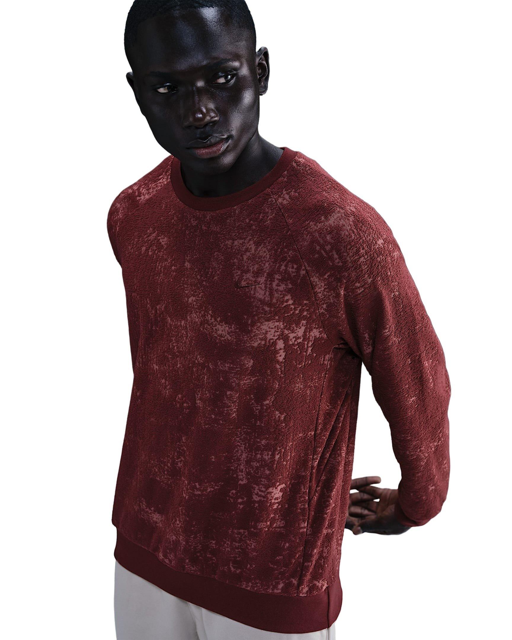 Nike Men's Primary Therma-FIT Jacquard Versatile Crew - DK RED Thumbnail View 1