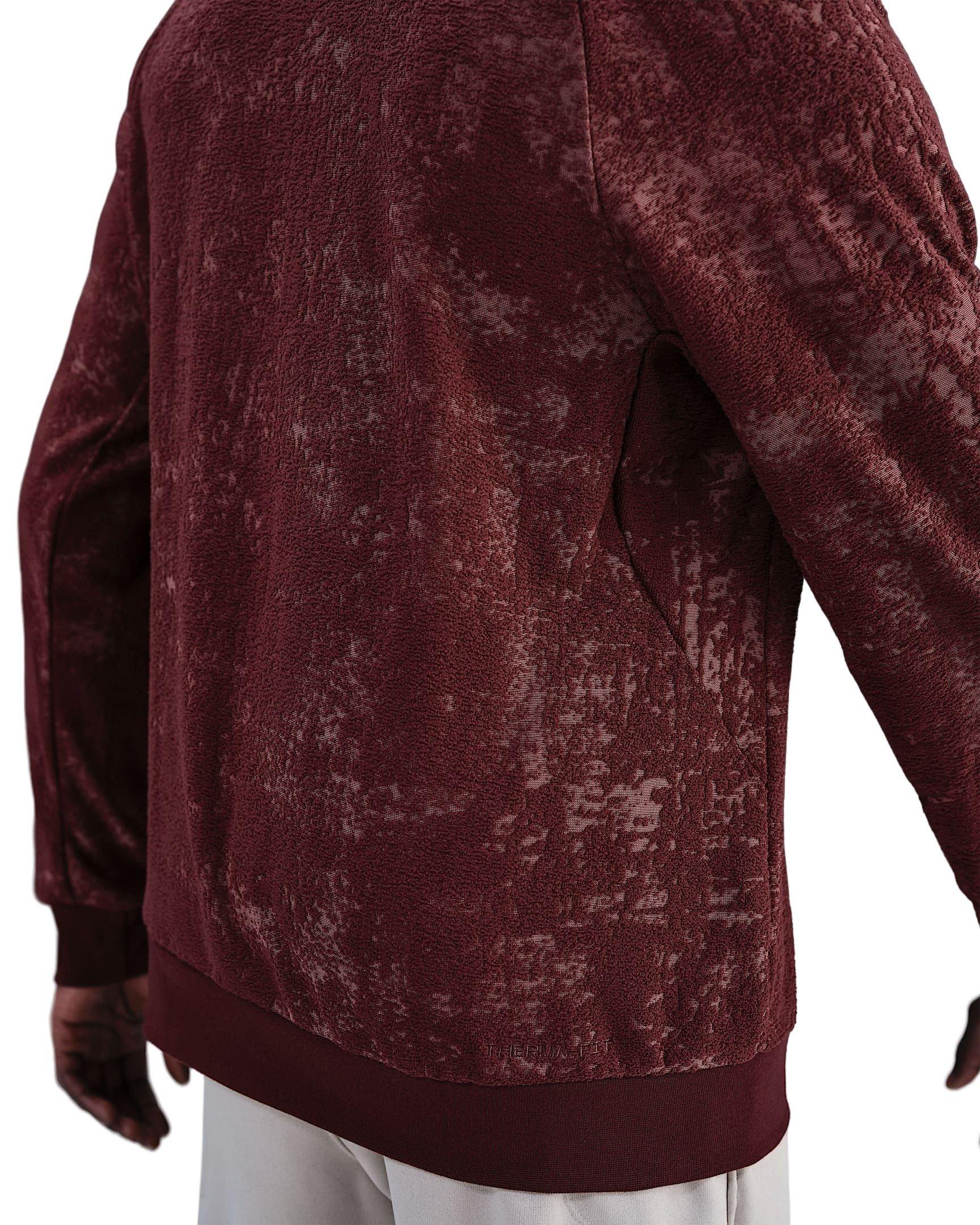 Nike Men's Primary Therma-FIT Jacquard Versatile Crew - DK RED Thumbnail View 2