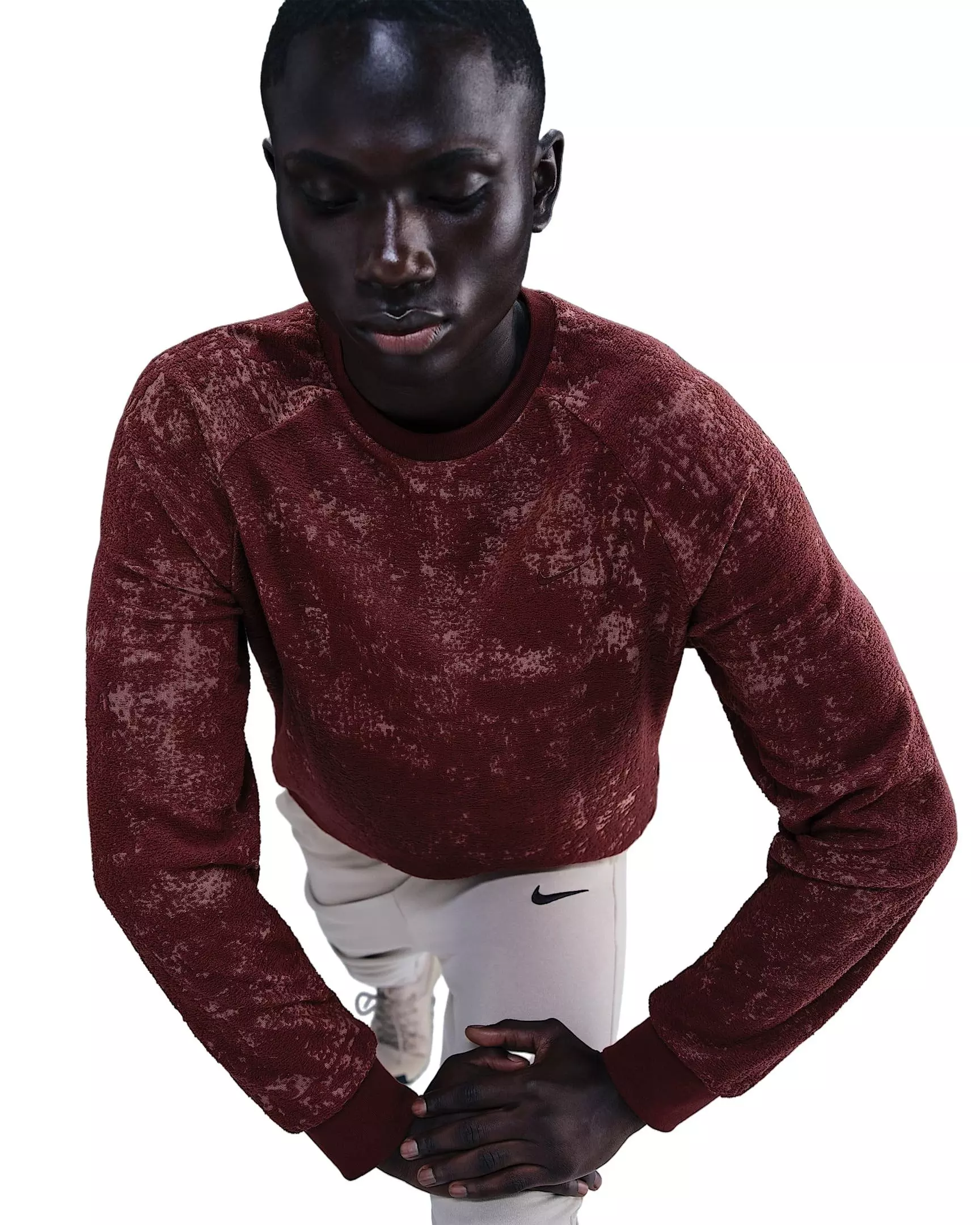 Nike Men's Primary Therma-FIT Jacquard Versatile Crew - DK RED