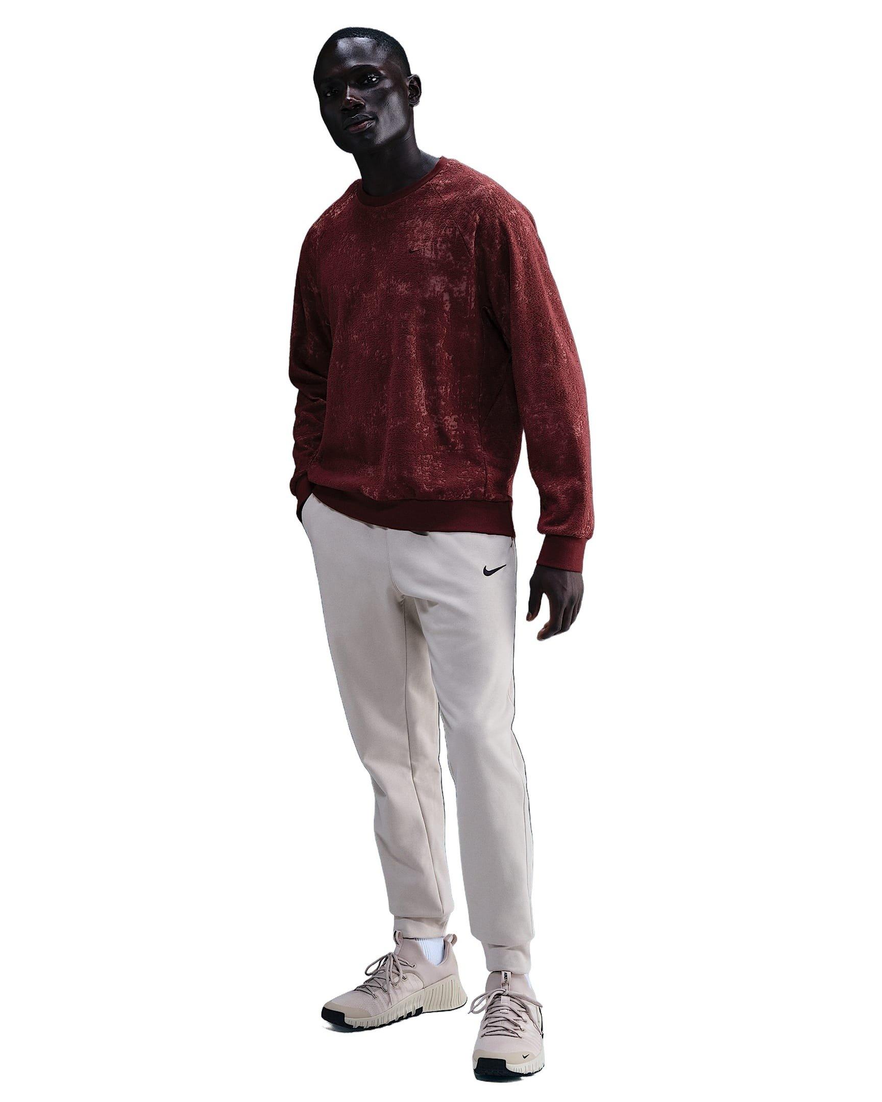 Nike Men's Primary Therma-FIT Jacquard Versatile Crew - DK RED Thumbnail View 4