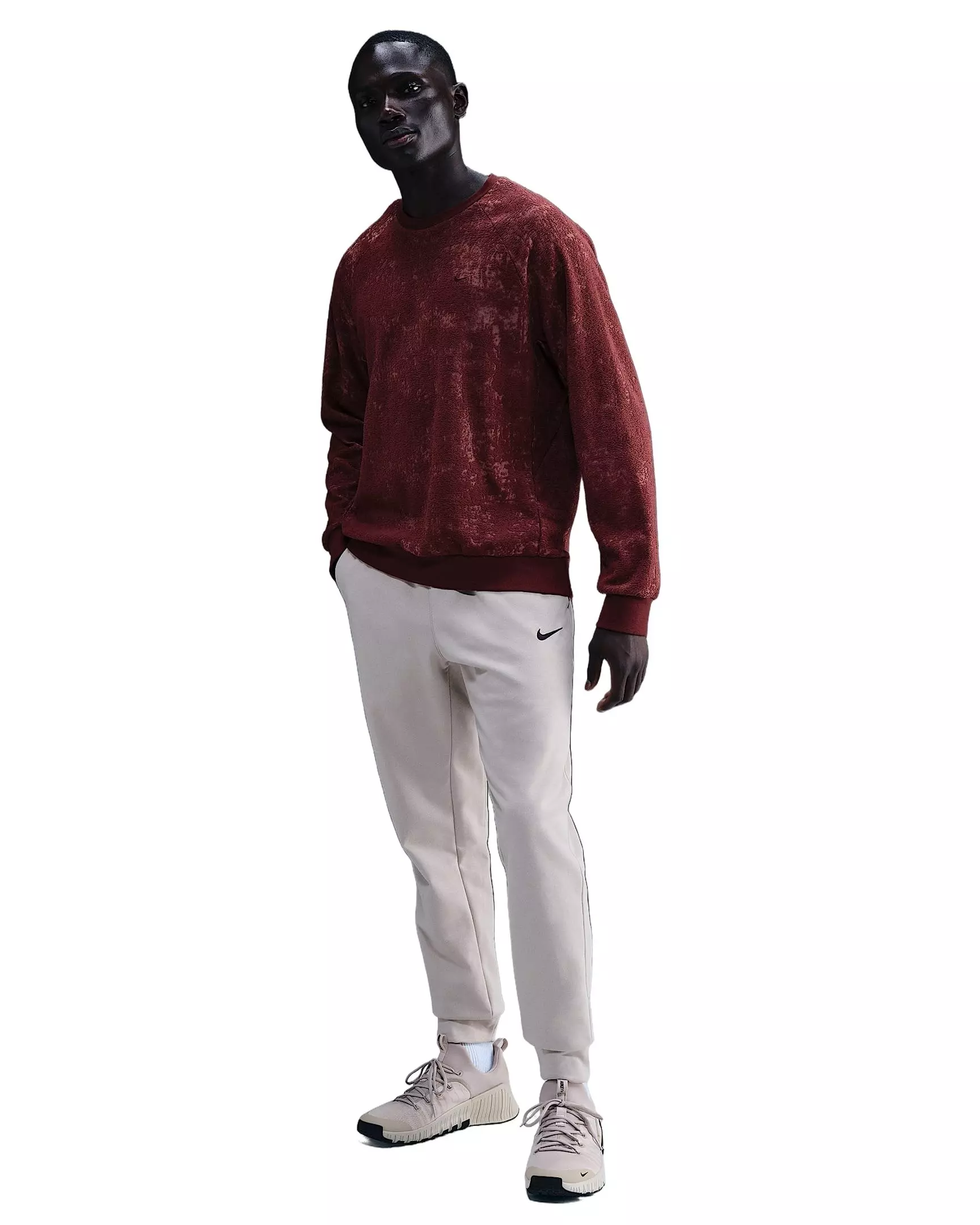 Nike Men's Primary Therma-FIT Jacquard Versatile Crew - DK RED