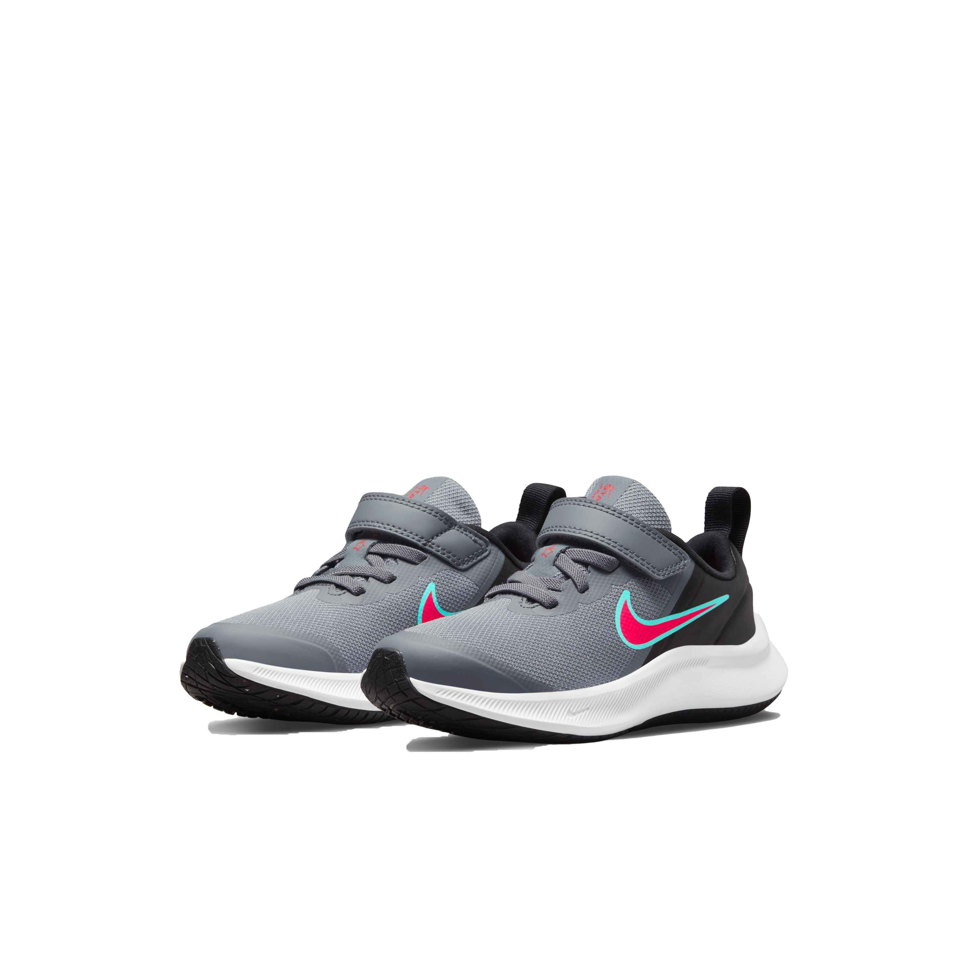 Nike Star Runner 3 "Smoke Grey/Siren Red/Black" Preschool Boys' Running Shoe - GREY Thumbnail View 3