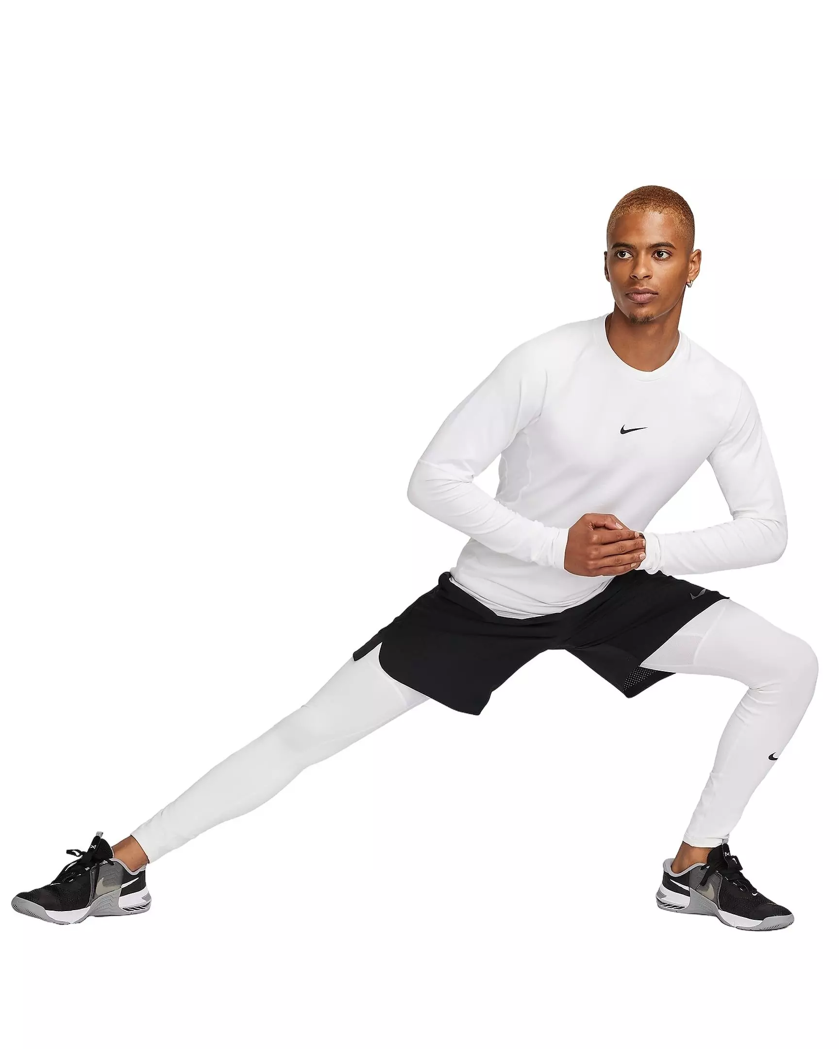 Nike Men's Pro Warm Long-Sleeve Top - WHITE