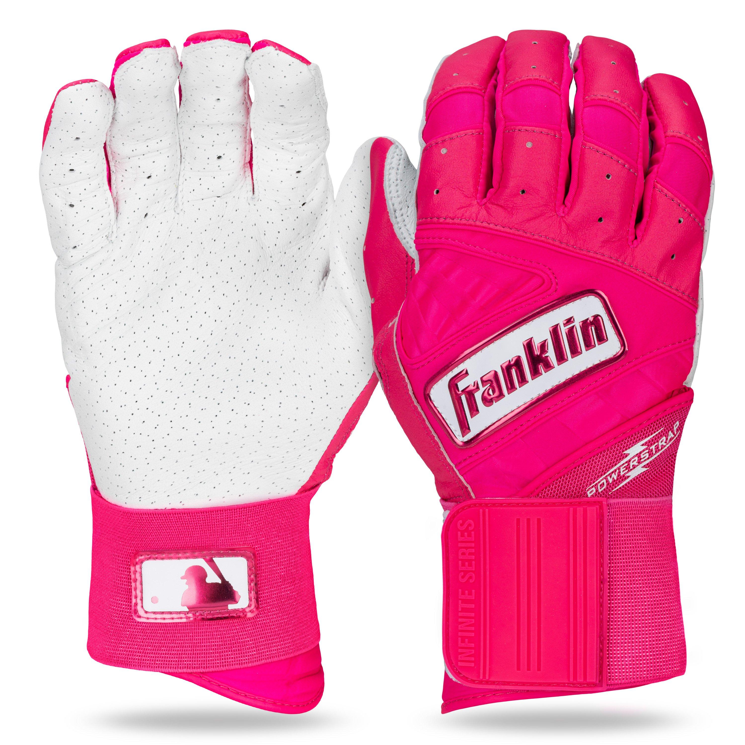 Franklin Sports MLB Adult Powerstrap Batting Gloves - Pink - PINK Thumbnail View 1