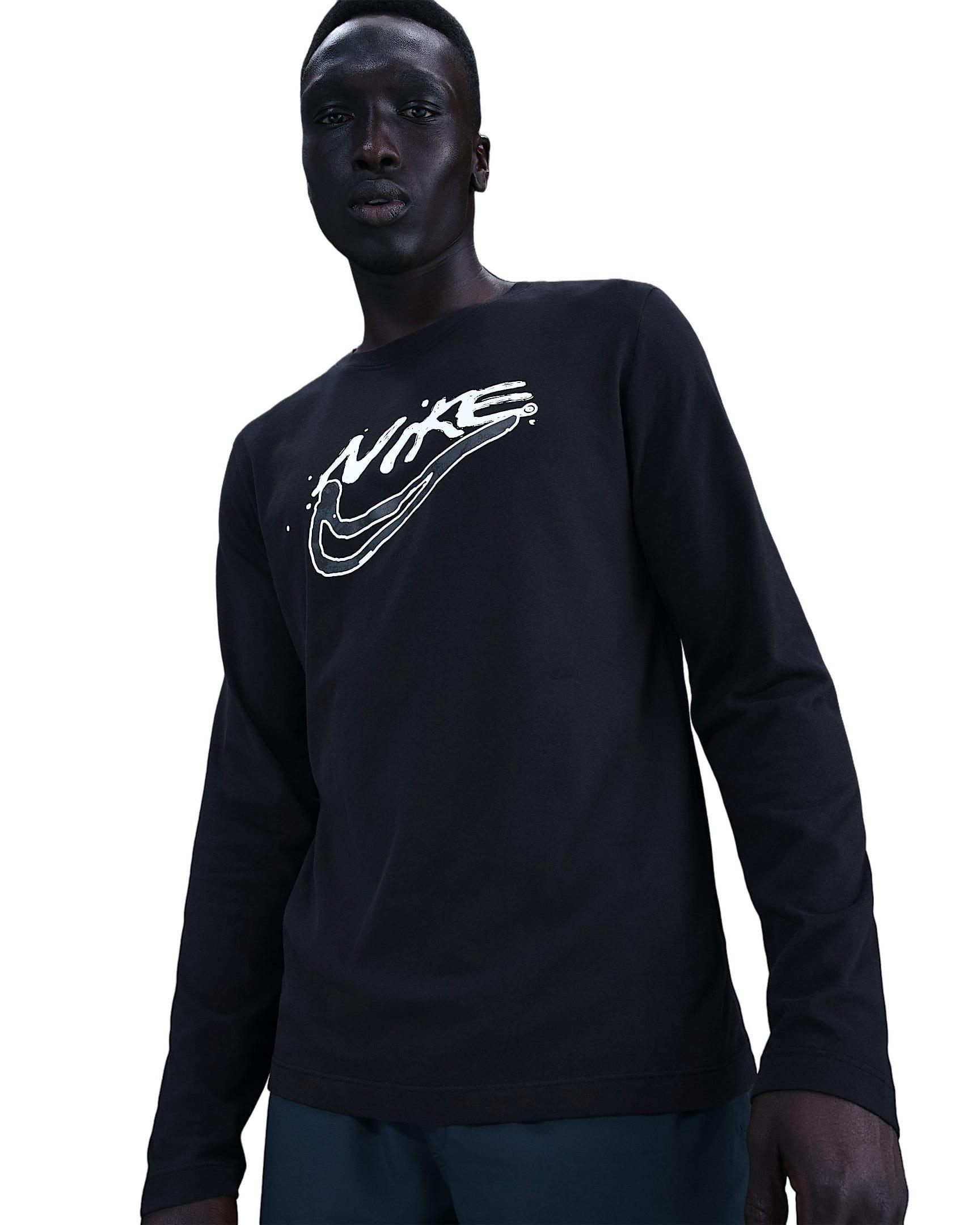 Nike Men's Dri-FIT Long-Sleeve Print Pack T-Shirt - BLACK Thumbnail View 1