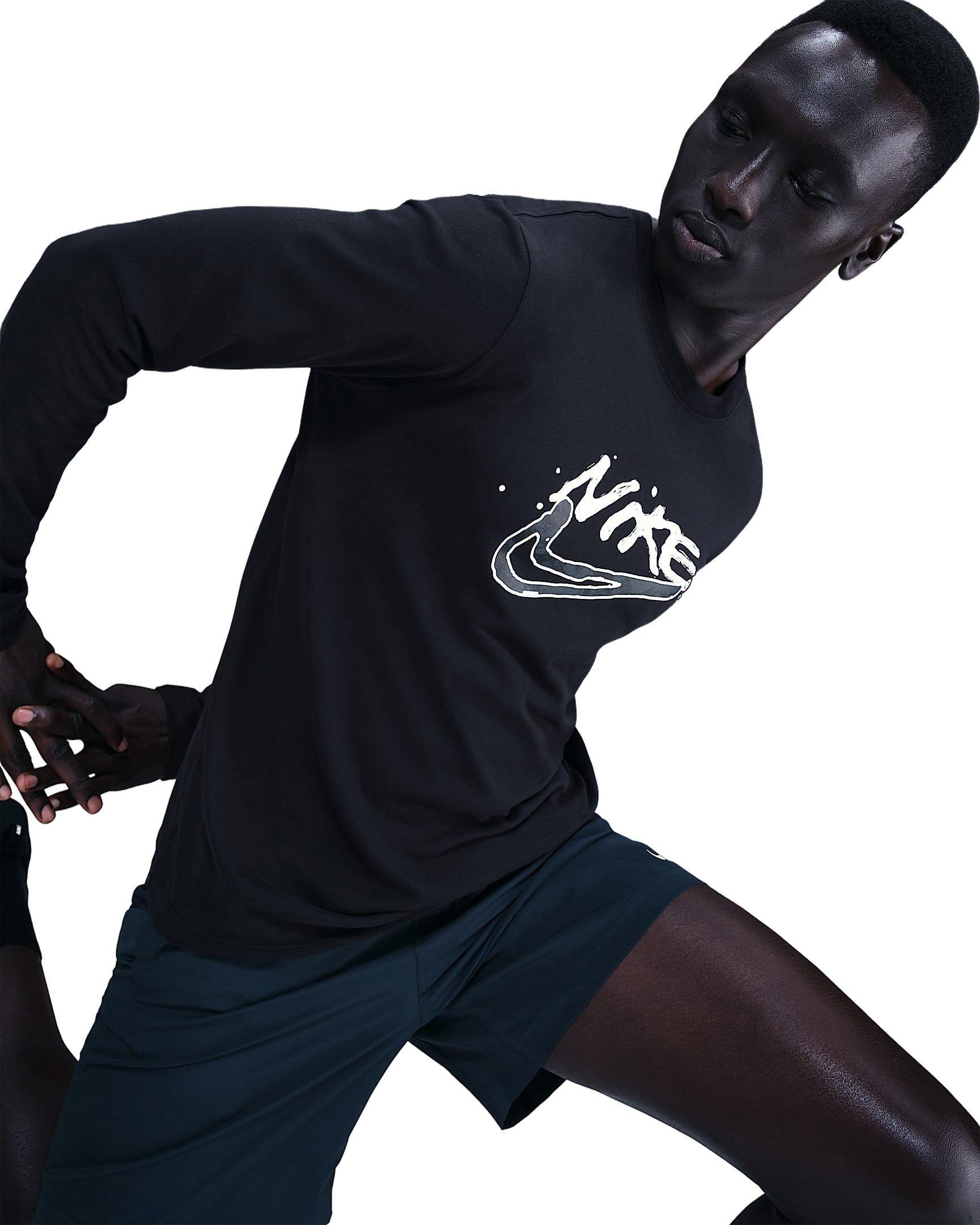 Nike Men's Dri-FIT Long-Sleeve Print Pack T-Shirt - BLACK Thumbnail View 3