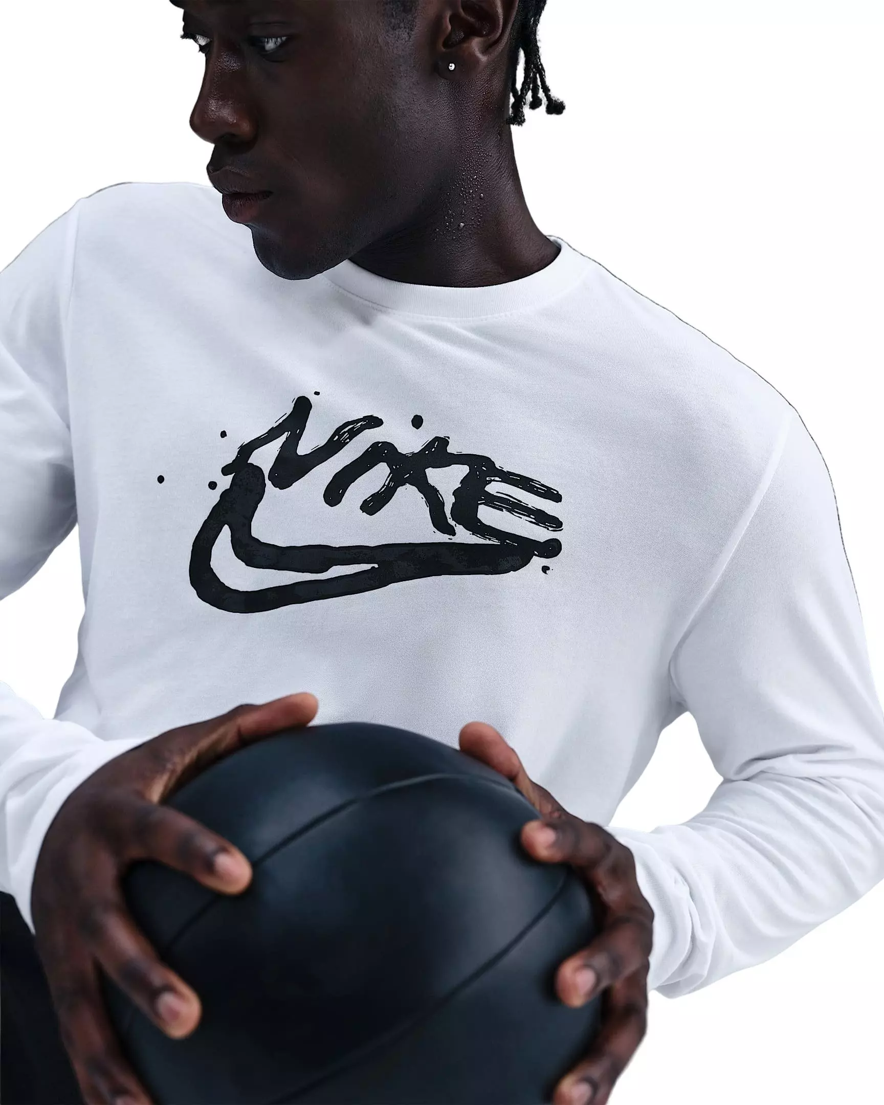 Nike Men's Dri-FIT Long-Sleeve Print Pack T-Shirt - WHITE