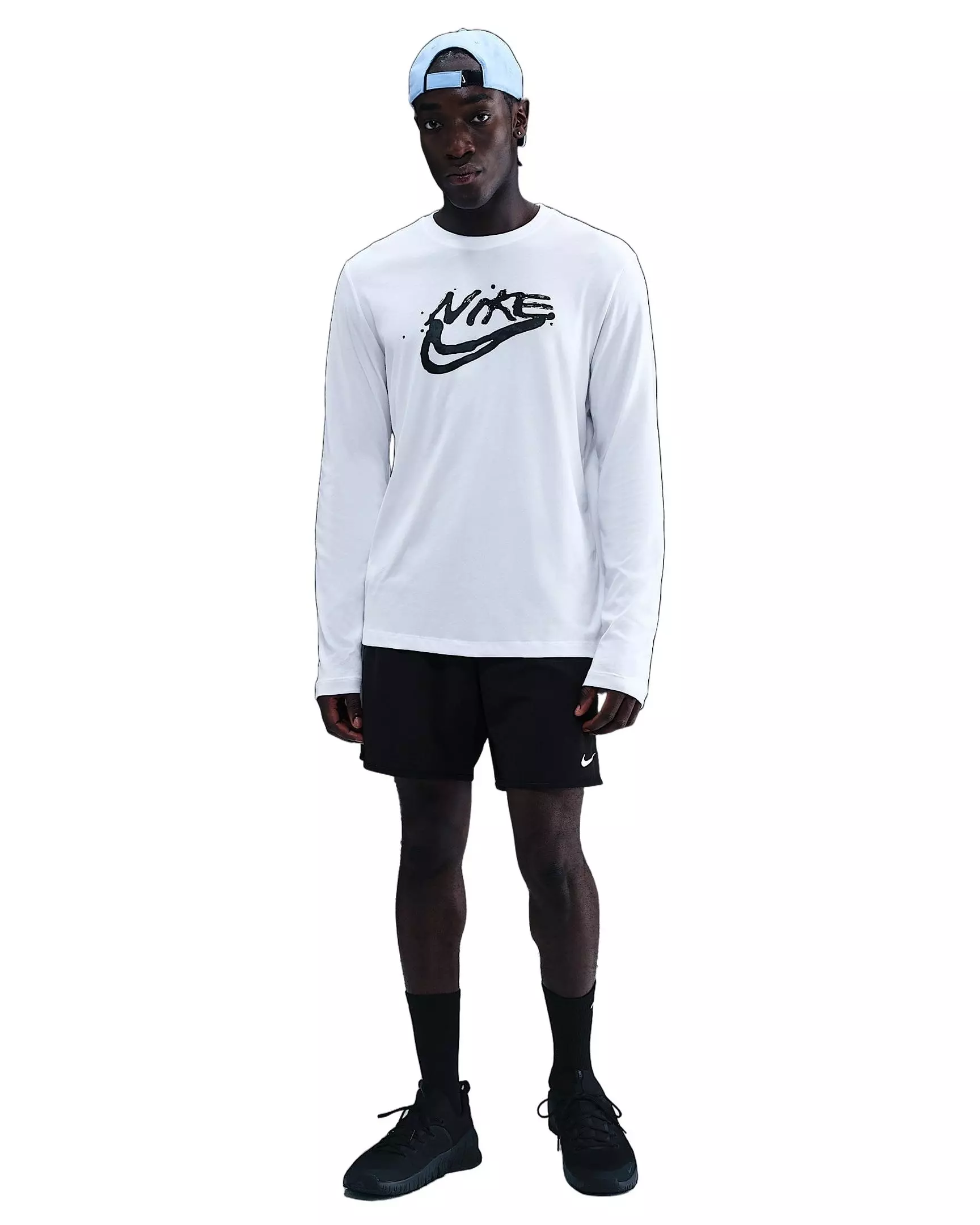 Nike Men's Dri-FIT Long-Sleeve Print Pack T-Shirt - WHITE