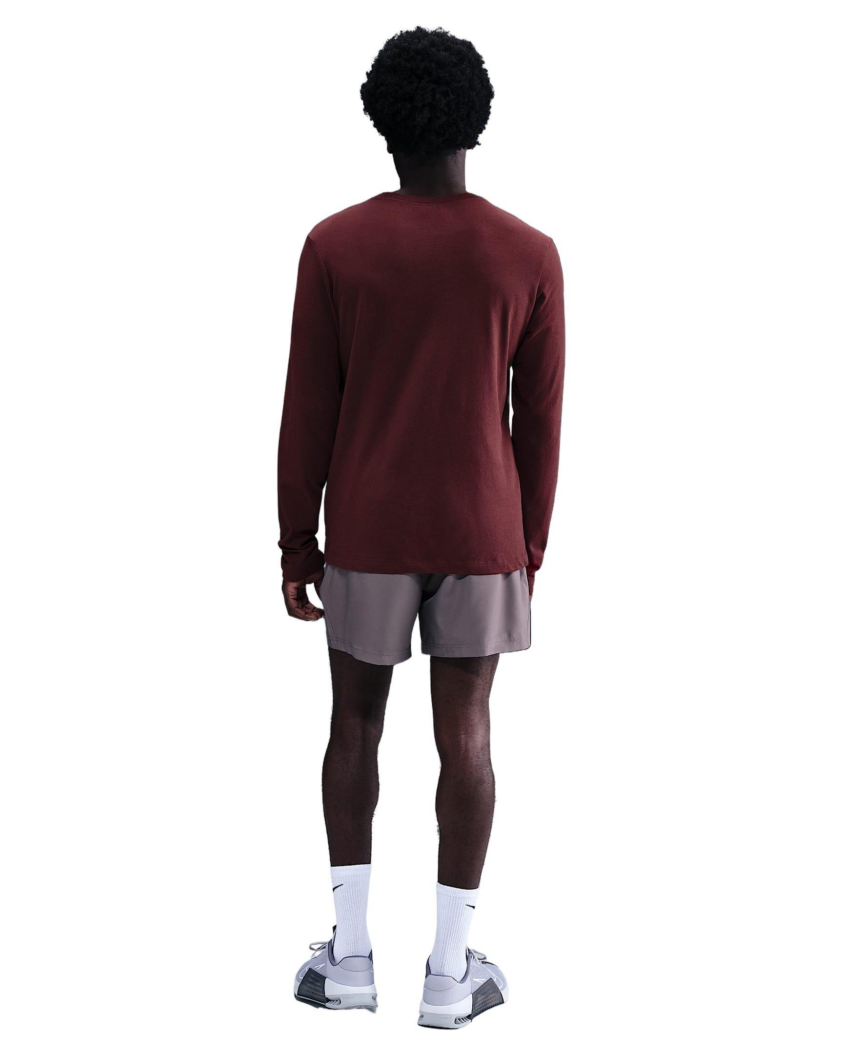 Nike Men's Dri-FIT Long-Sleeve Print Pack T-Shirt - DK RED Thumbnail View 5