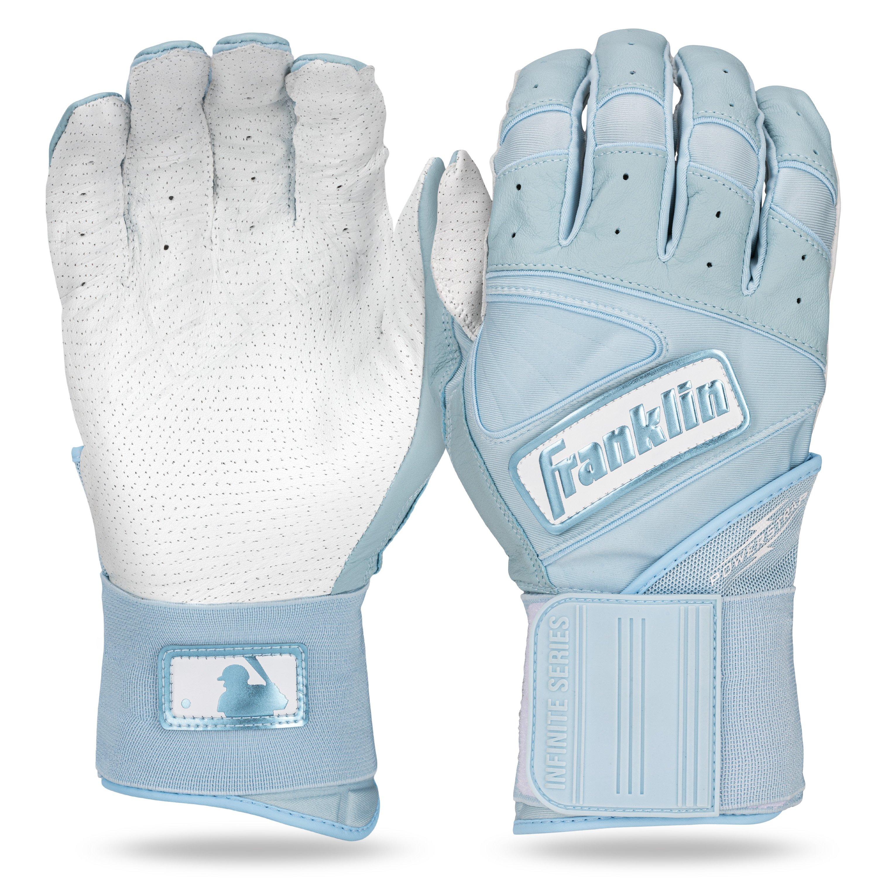 Franklin Sports MLB Adult Powerstrap Batting Gloves - Carolina Blue - CAROLINA BLUE Thumbnail View 1
