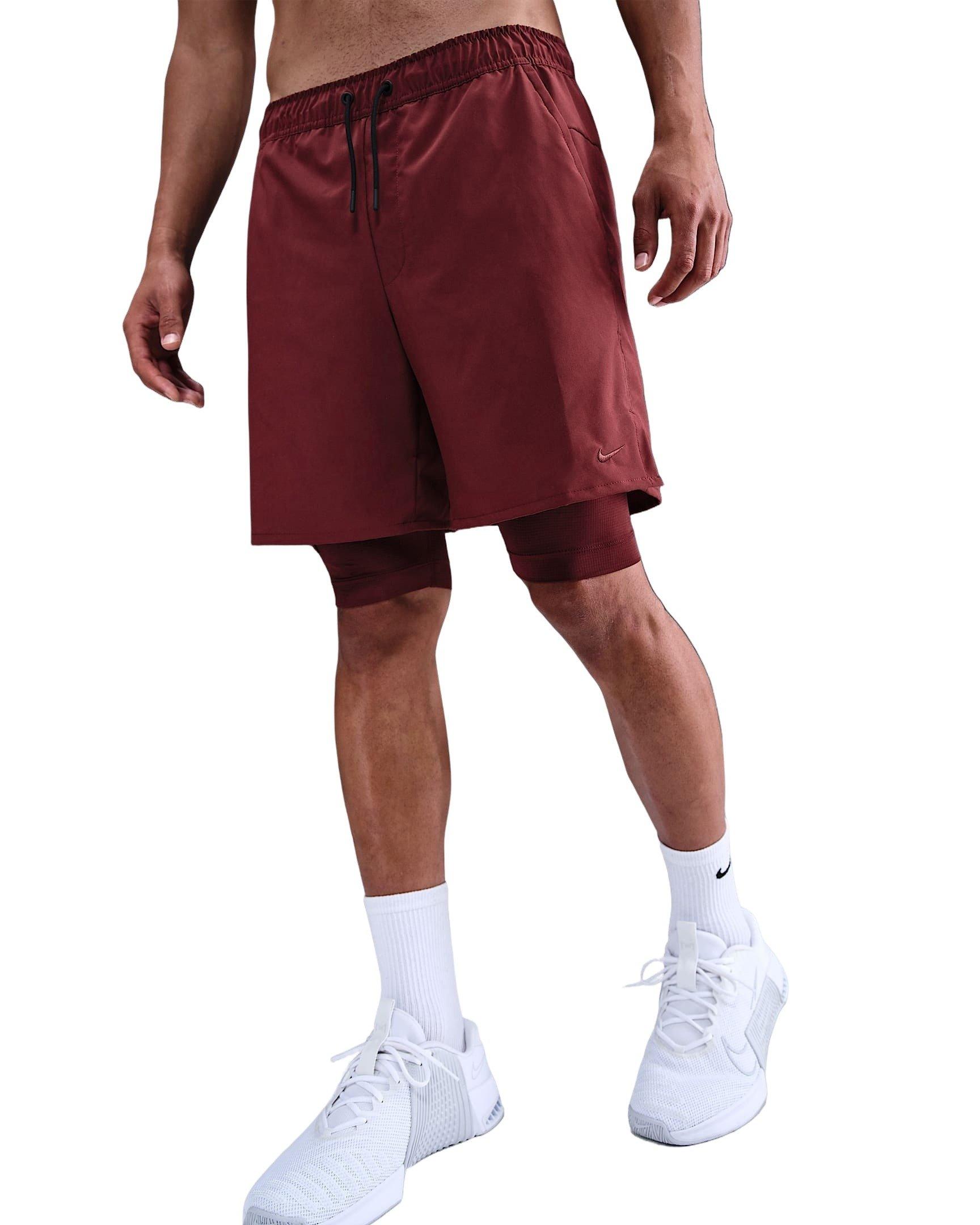 Nike Men's Unlimited Dri-FIT 7" 2-in-1 Versatile Shorts - Red Clay - DK RED Thumbnail View 1