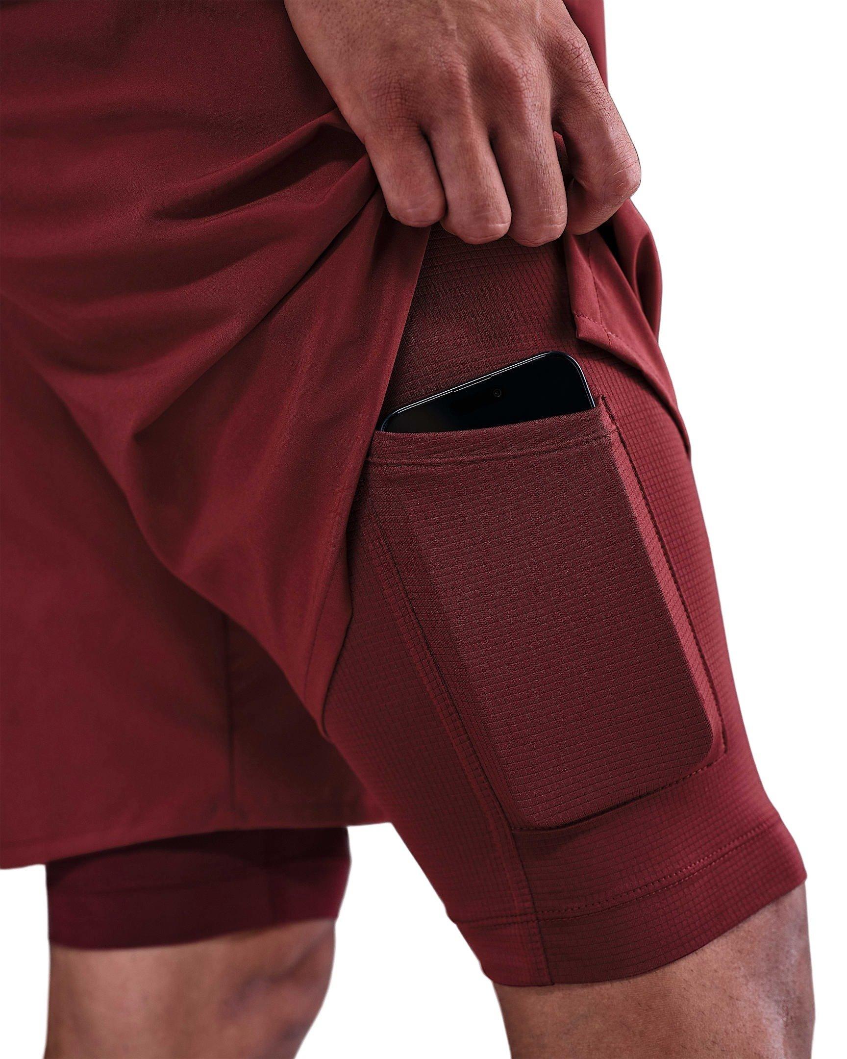 Nike Men's Unlimited Dri-FIT 7" 2-in-1 Versatile Shorts - DK RED Thumbnail View 3