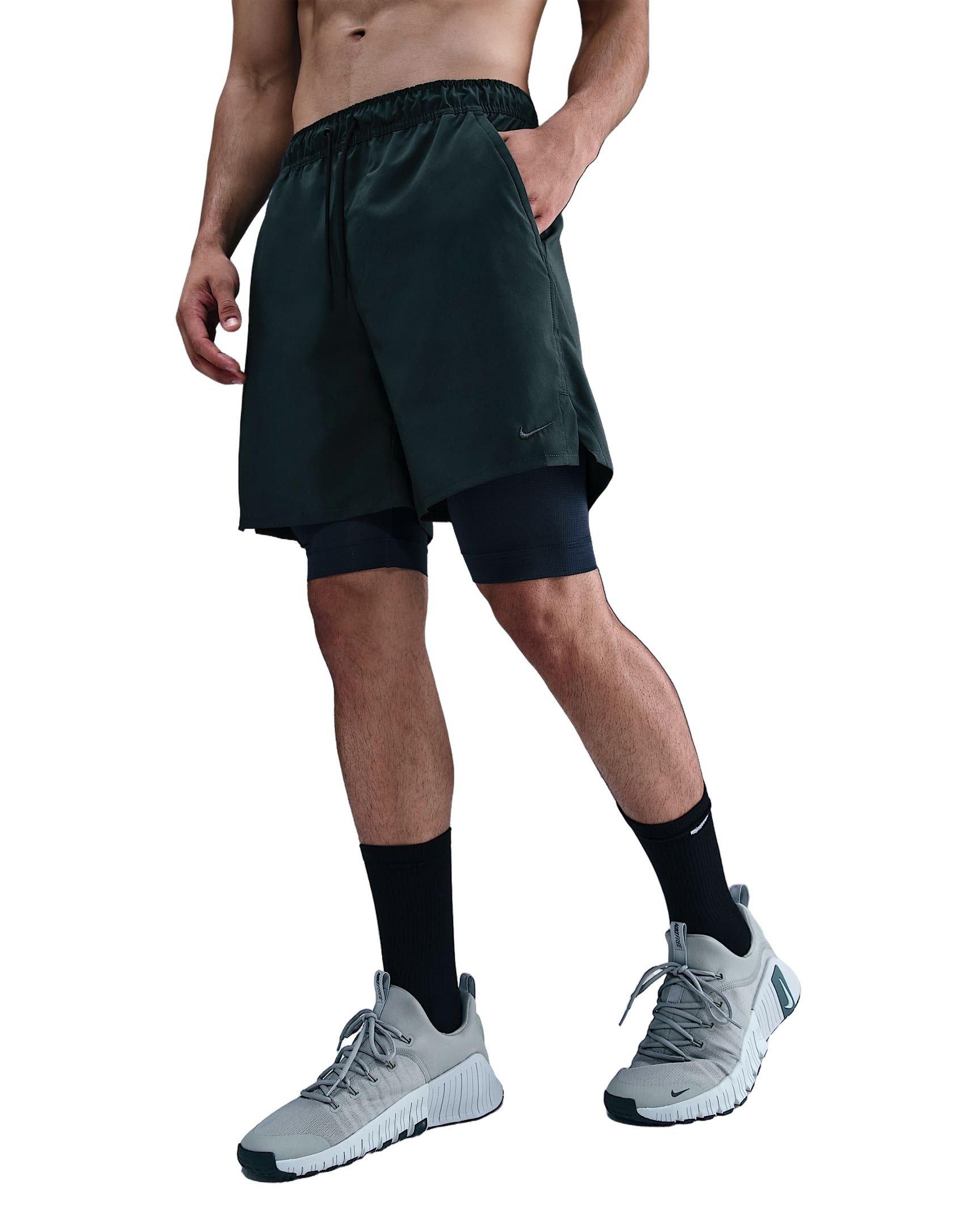 Nike Men's Unlimited Dri-FIT 7" 2-in-1 Versatile Shorts - Red Clay - SEAWEED GREEN Thumbnail View 1