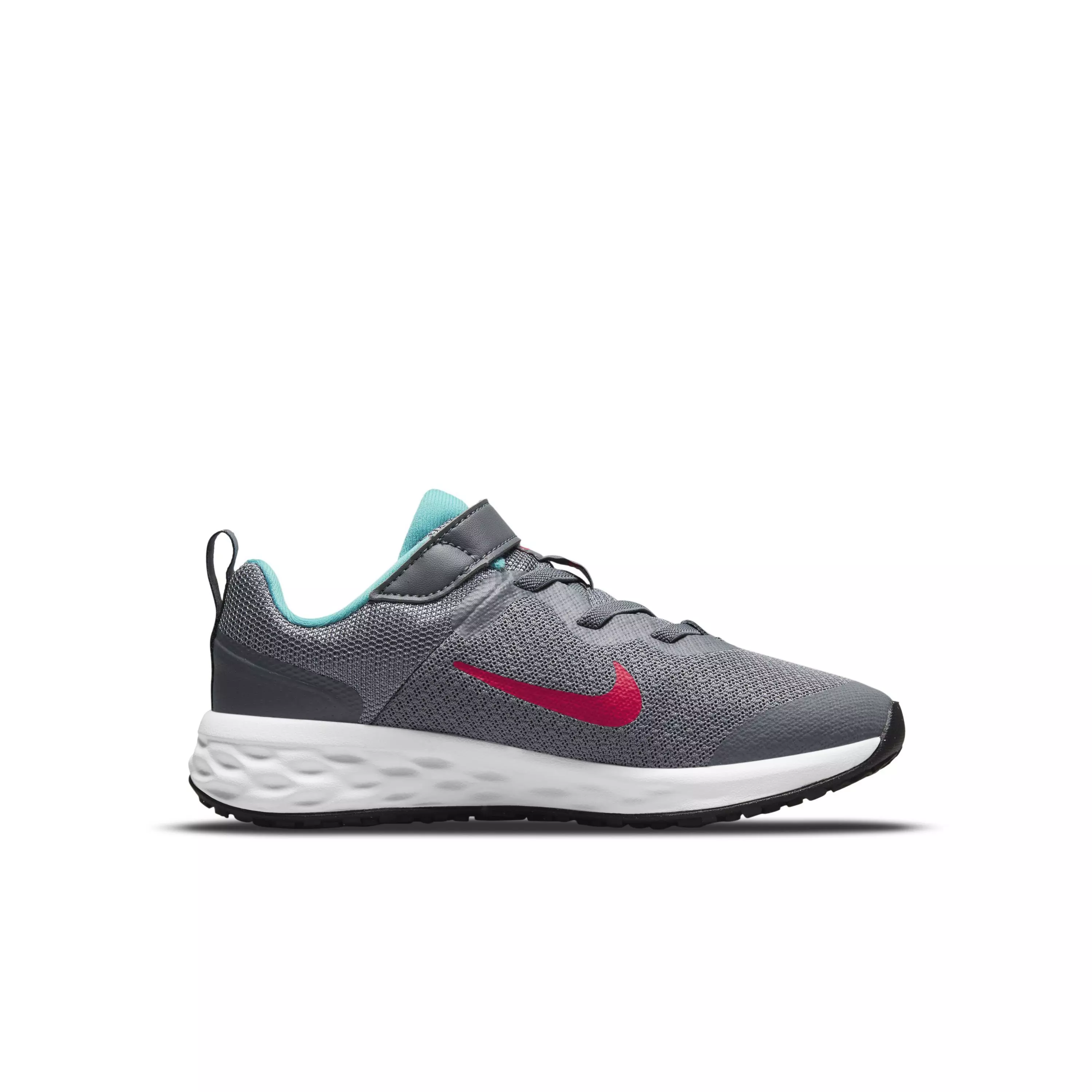 Nike Revolution 6 "Smoke Grey/Siren Red/Washed Teal" Preschool Boys' Running Shoe - GREY