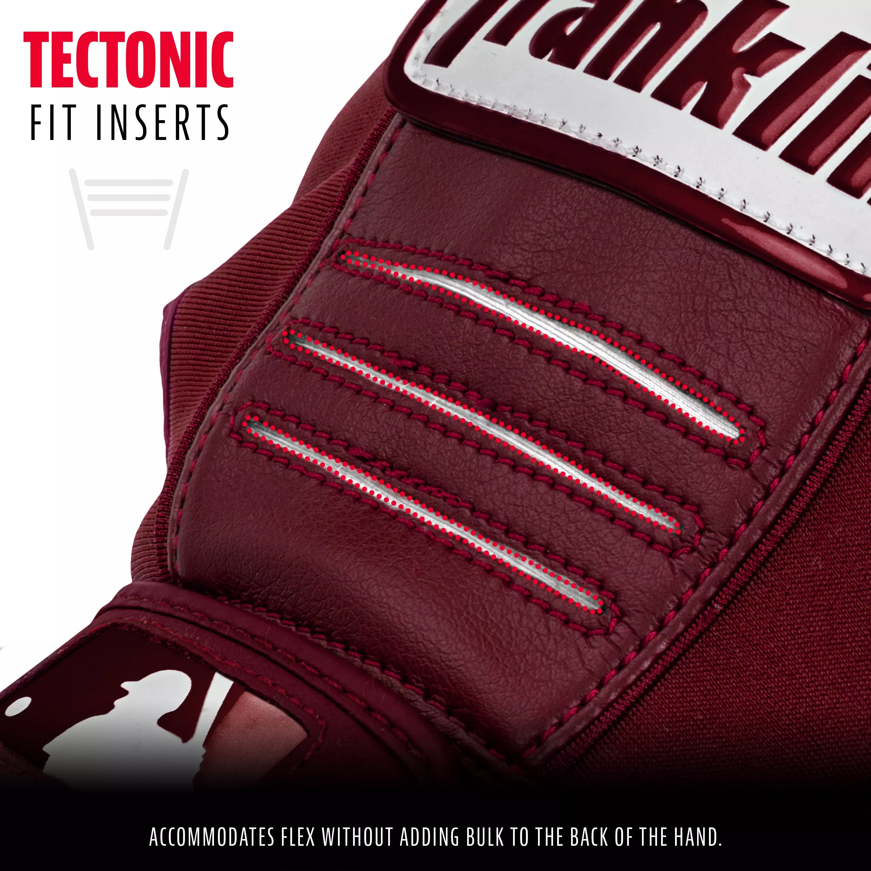 Franklin Sports CFX Pro Hi-Lite Batting Gloves - Burgundy - BURGUNDY