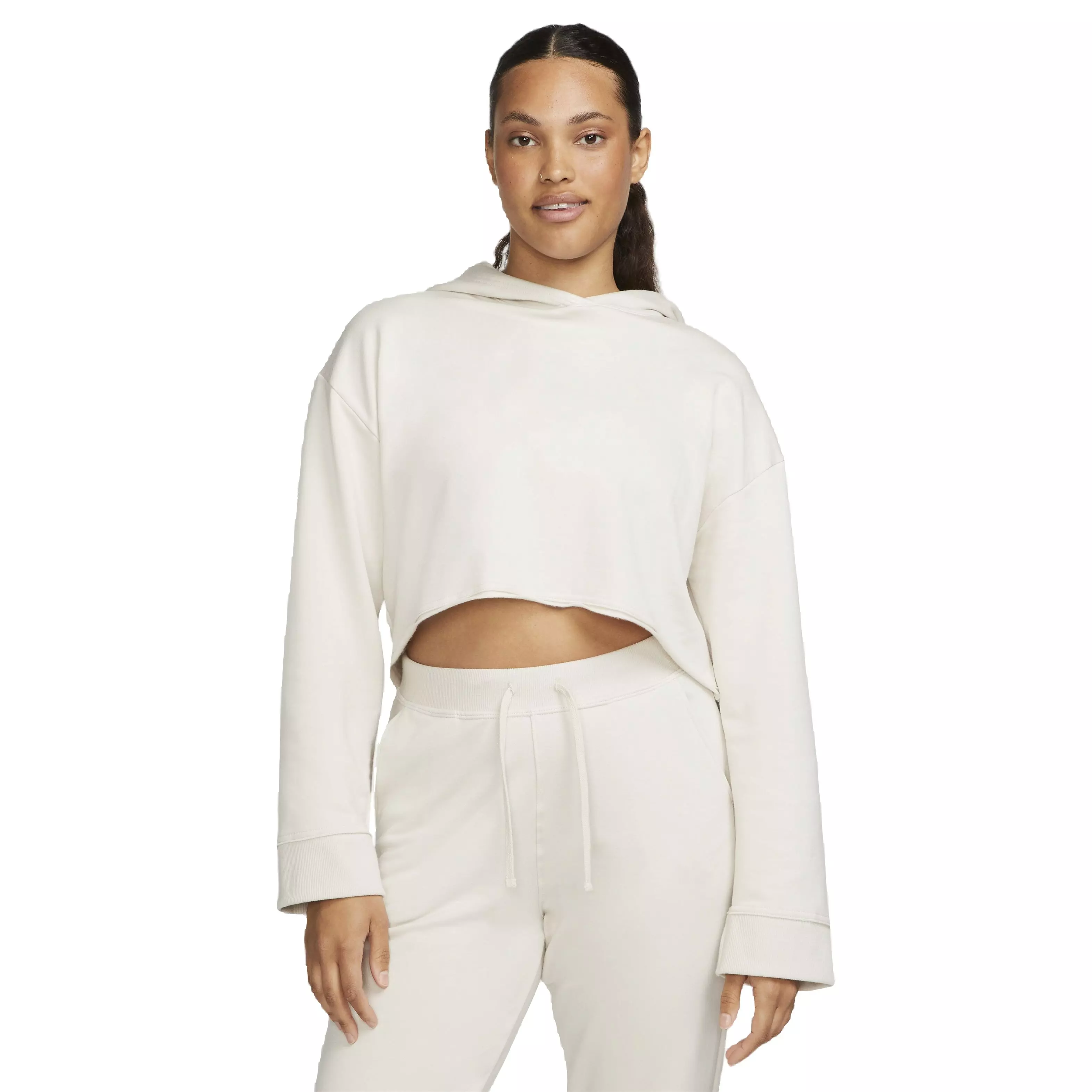 Nike Women's Cropped Luxe Fleece Yoga Hoodie - WHITE