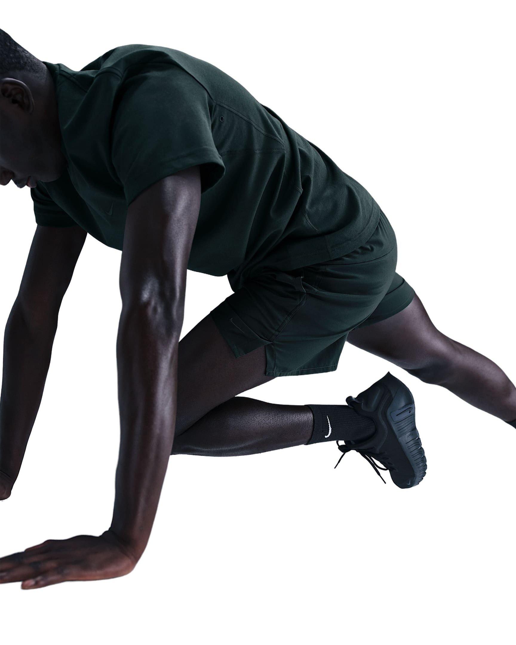 Nike Men's Unlimited Dri-FIT 5" Unlined Versatile Shorts - Dark Clay - SEAWEED GREEN Thumbnail View 3