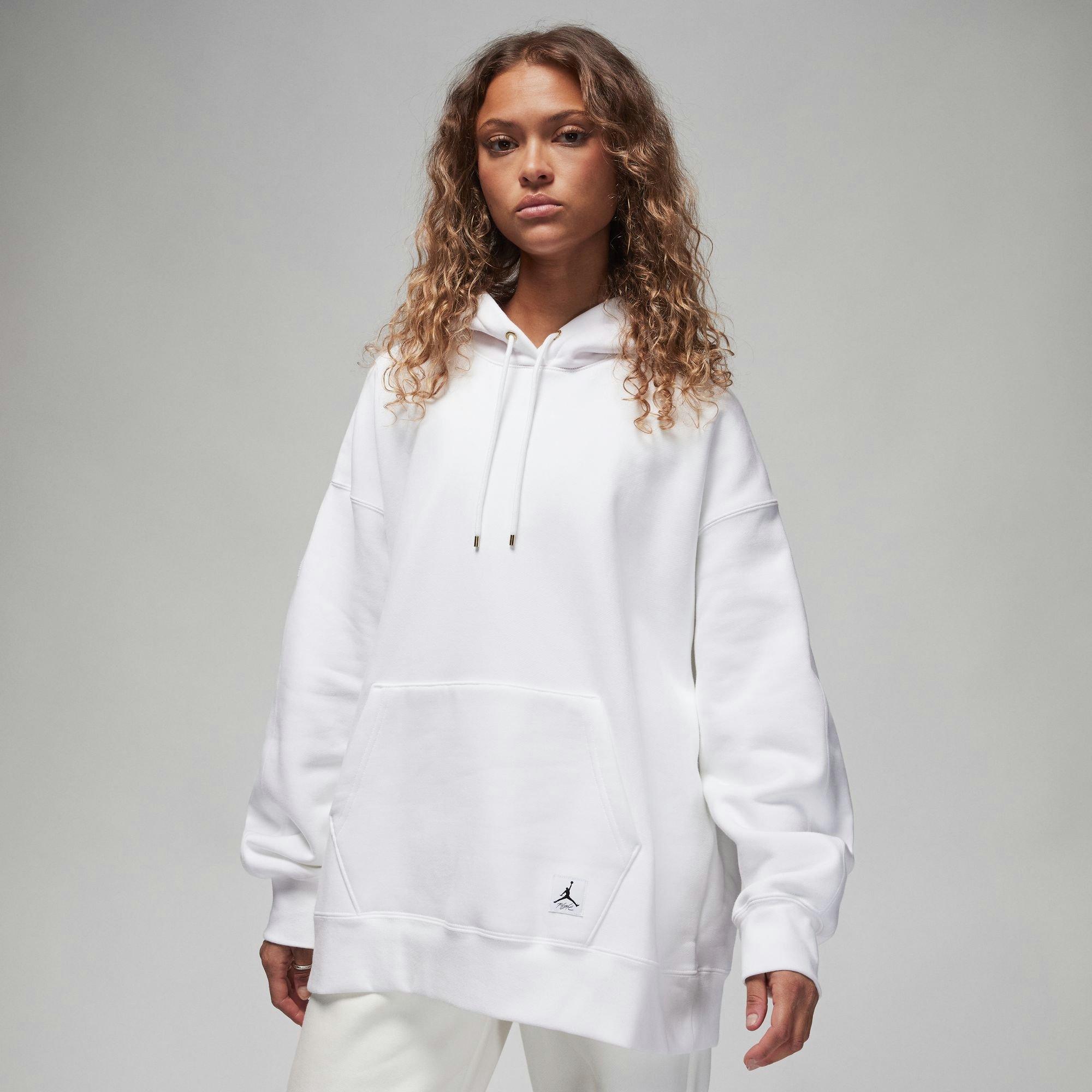 Jordan Women's Flight Fleece Pullover Hoodie - WHITE/ORANGE Thumbnail View 1