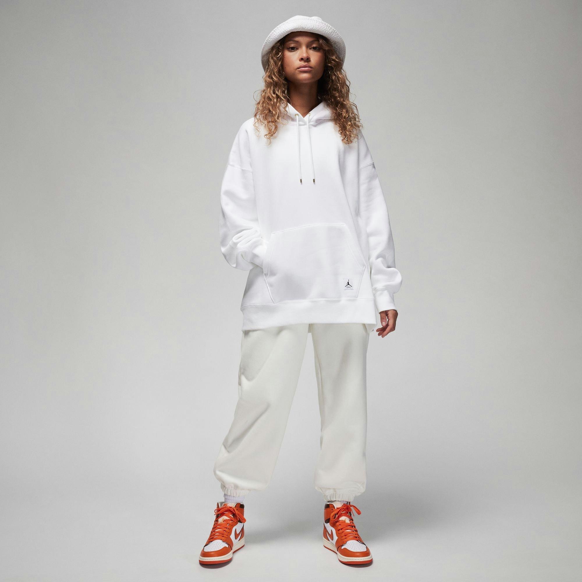 Jordan Women's Flight Fleece Pullover Hoodie - WHITE/ORANGE Thumbnail View 6