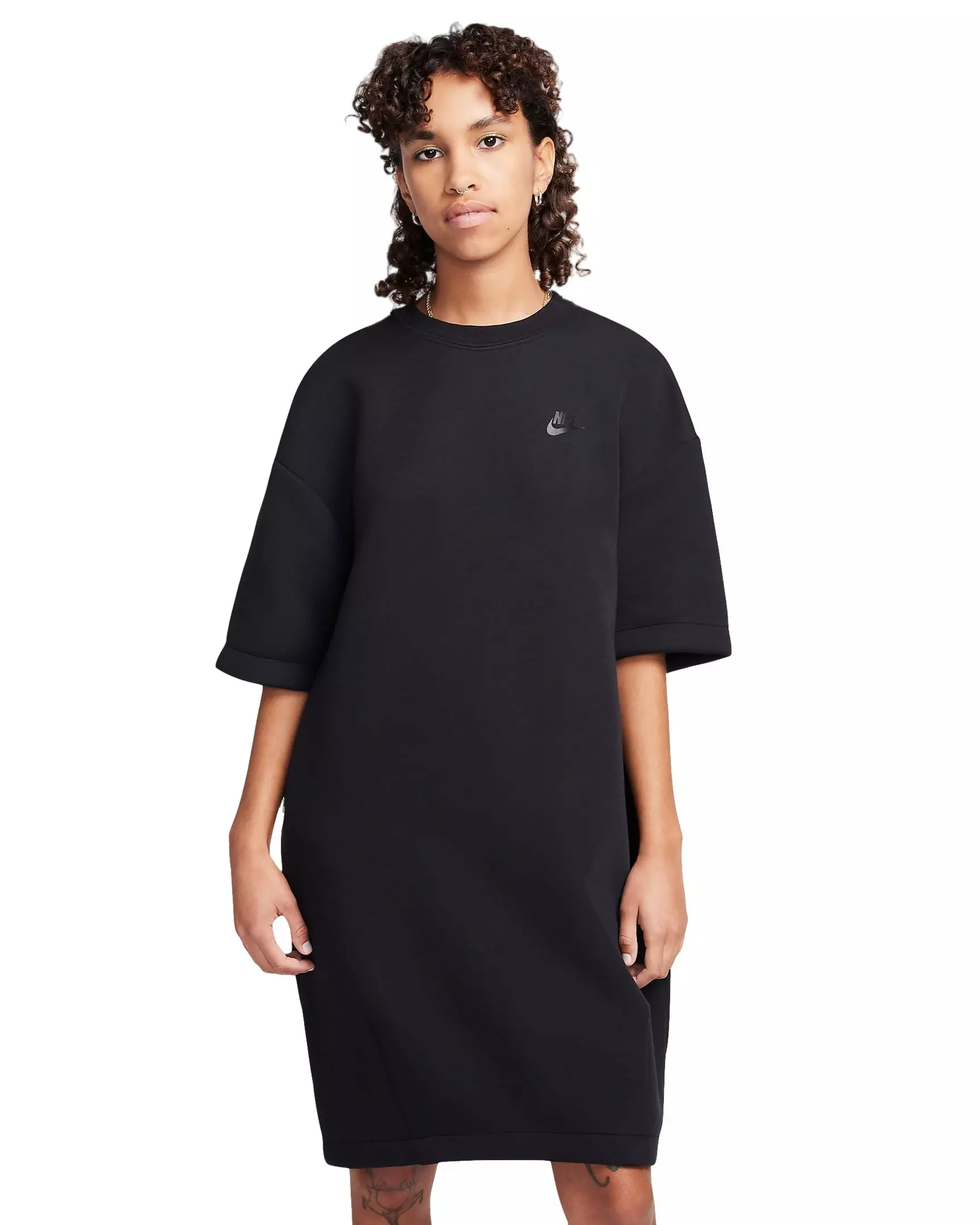 Nike Women's Sportswear Tech Fleece Oversized Dress - BLACK
