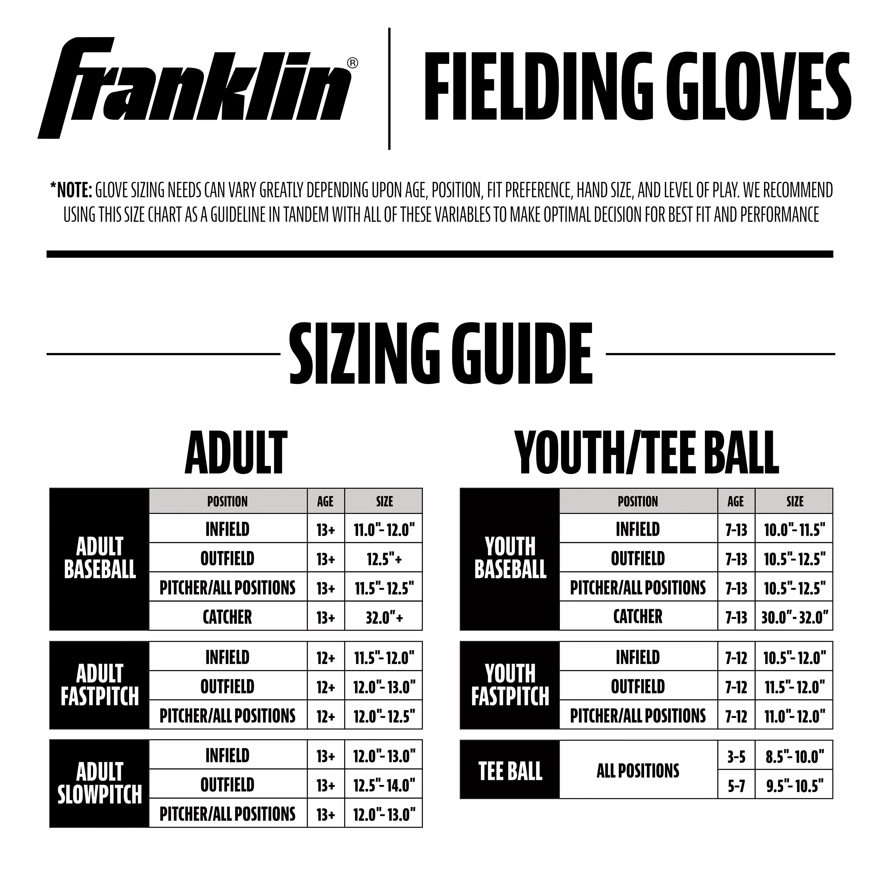 Franklin Sports CTZ5000 13" Baseball Fielding Glove RHT - Brown - BROWN