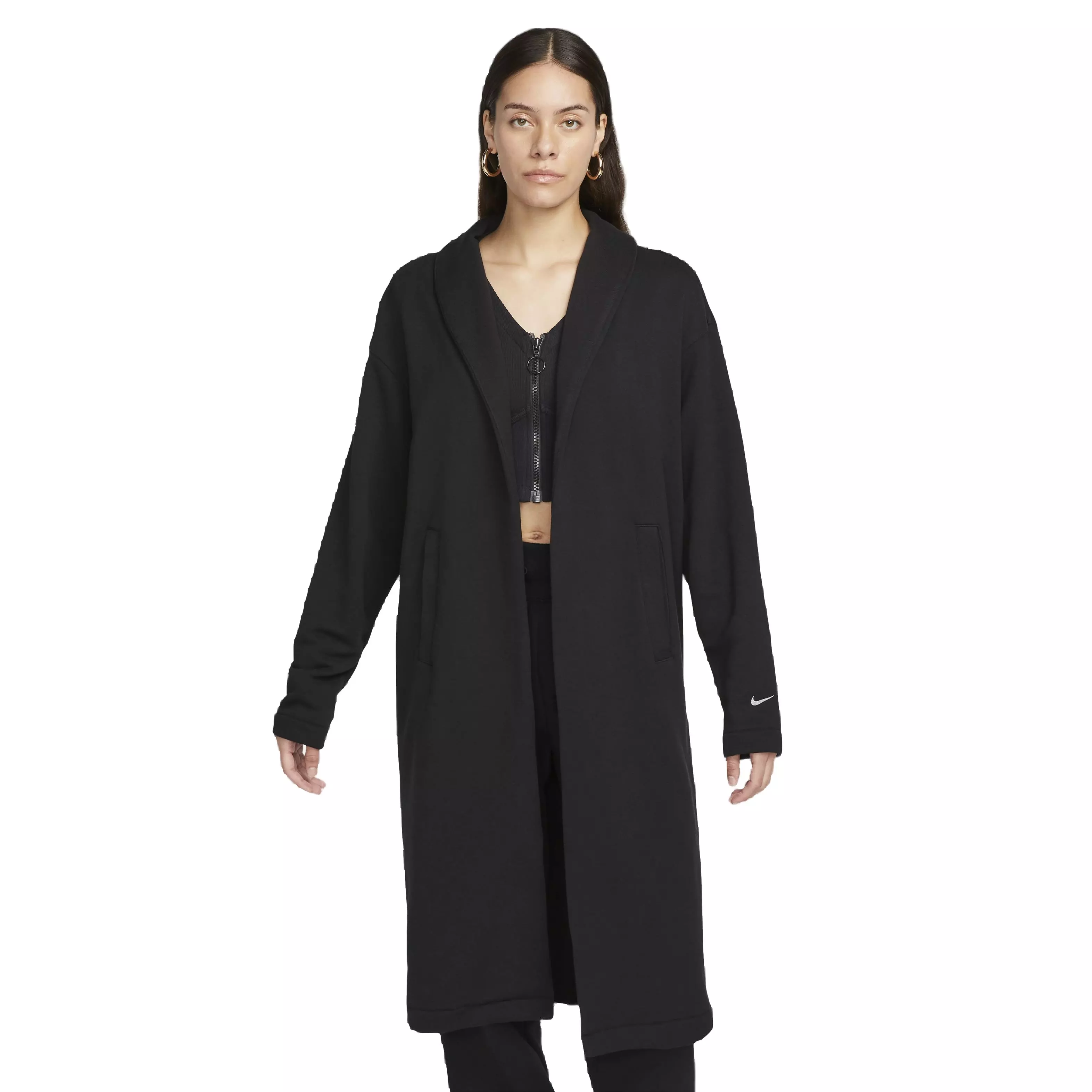 Nike Women's Sportswear Oversized Modern French Terry Duster Jacket - BLACK