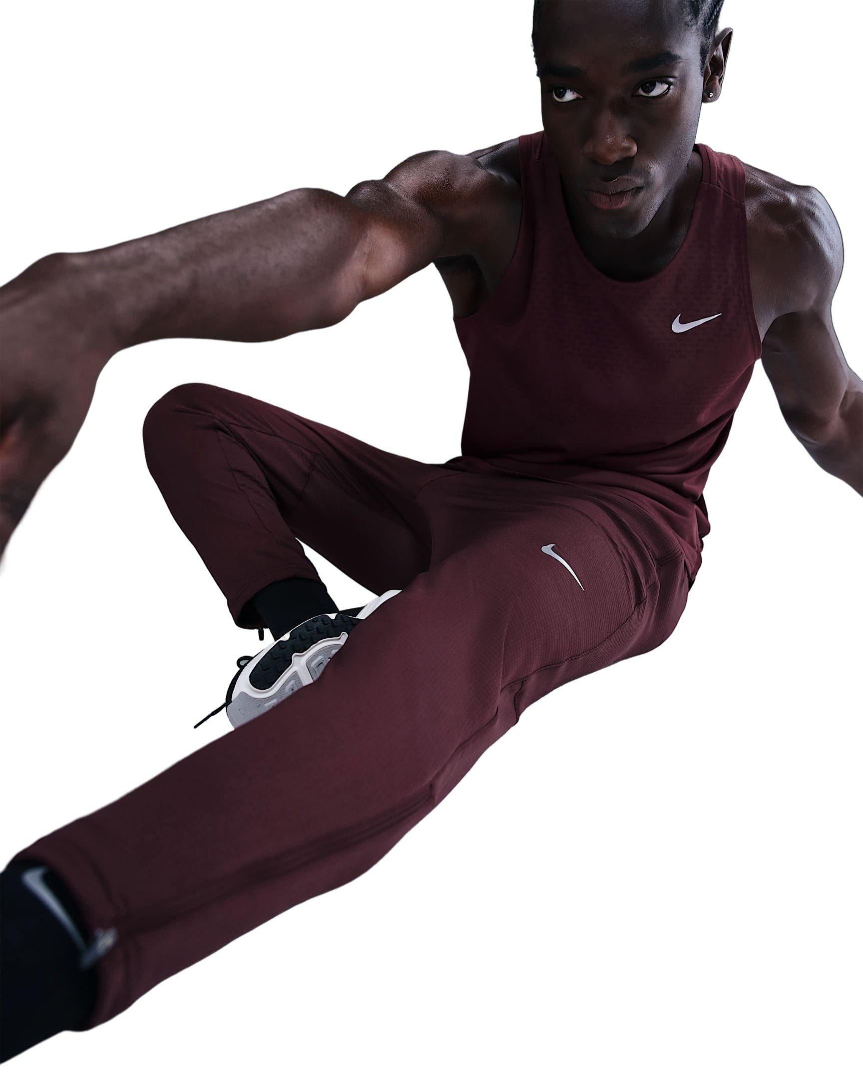 Nike Men's Stride Dri-FIT Knit Running Pants - Burgundy - BURGUNDY Thumbnail View 3