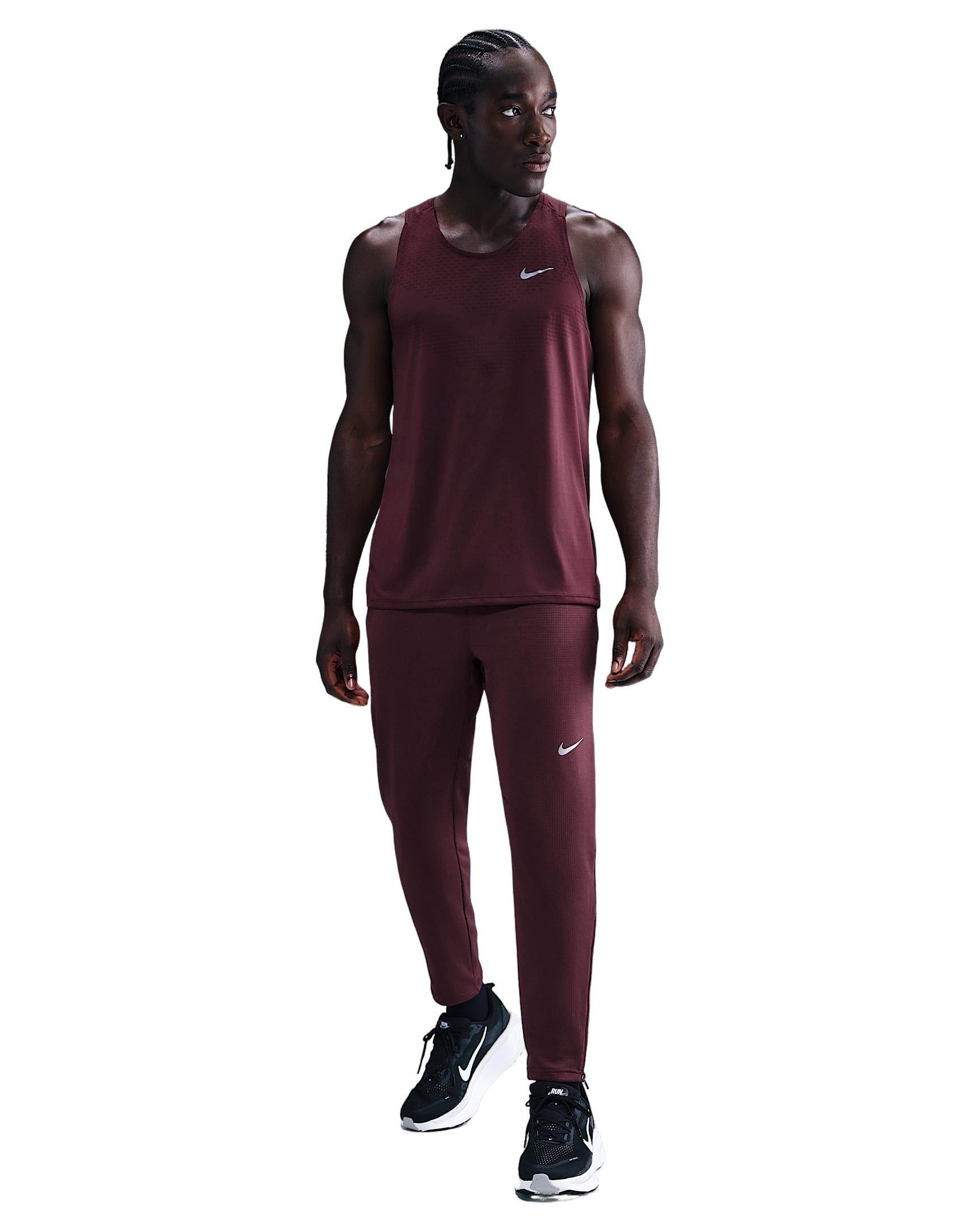 Nike Men's Stride Dri-FIT Knit Running Pants - Burgundy - BURGUNDY Thumbnail View 4