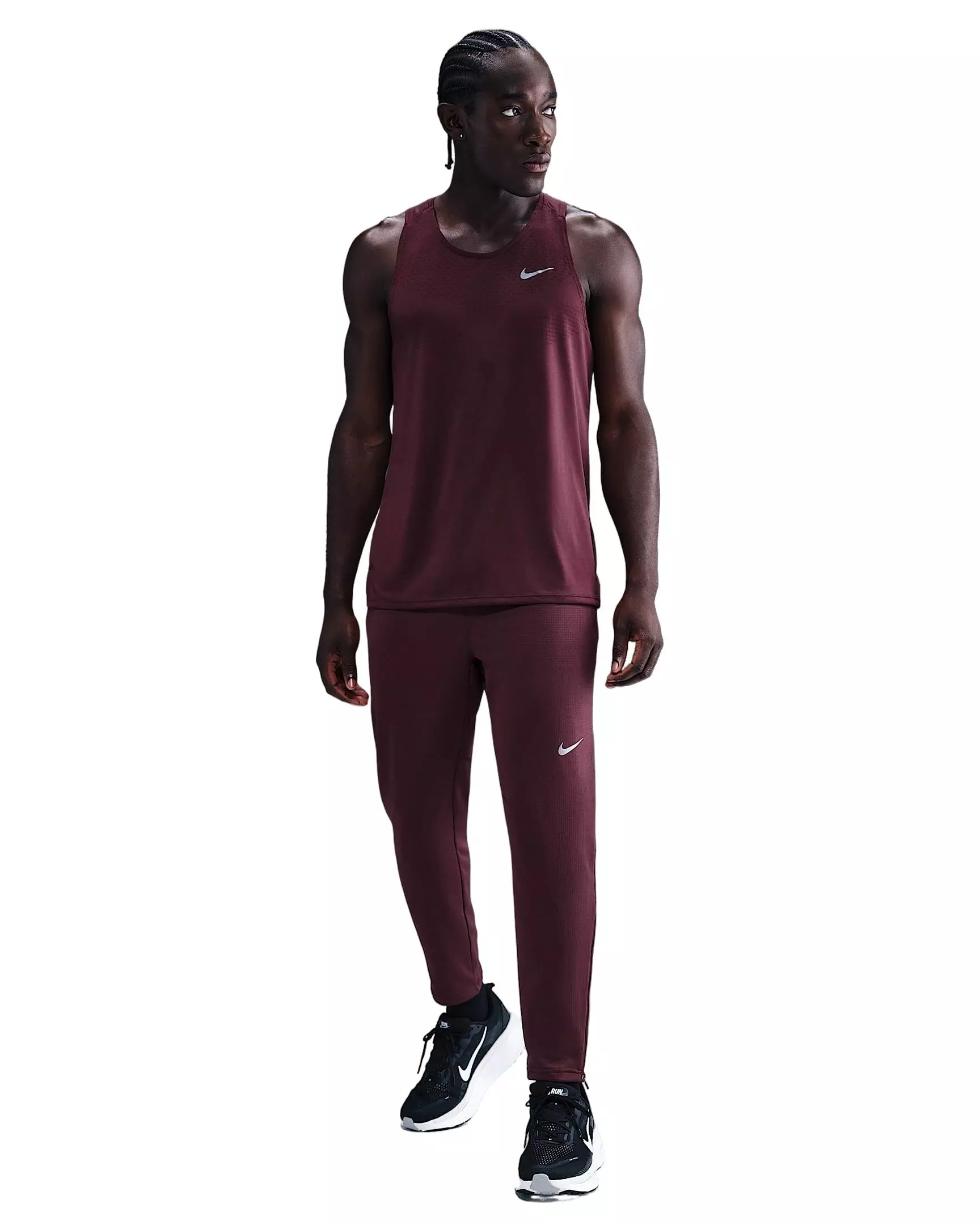 Nike Men's Stride Dri-FIT Knit Running Pants - Burgundy - BURGUNDY