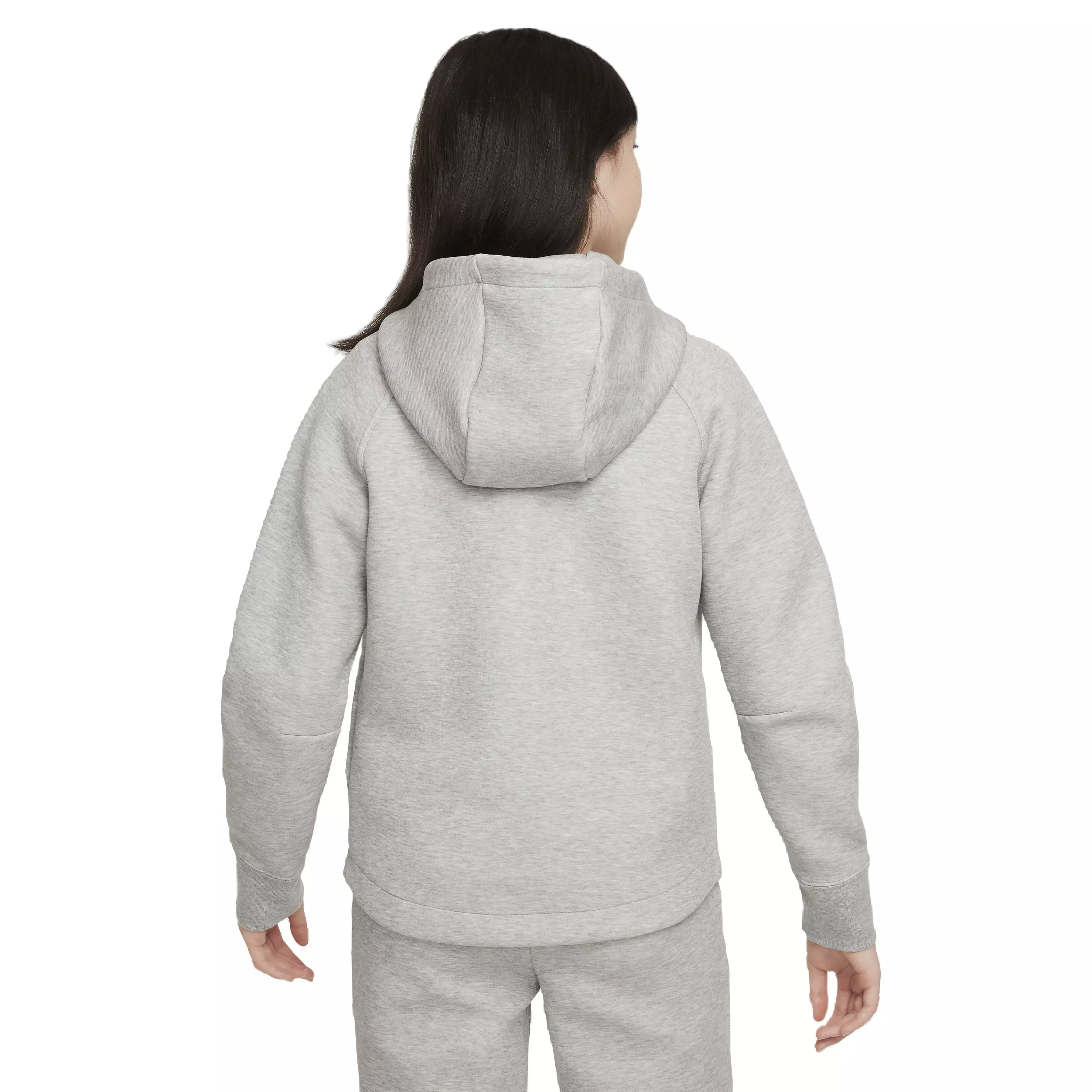 Nike Girls' Sportswear Tech Fleece Full-Zip LS Hooded Jacket - DK GREY