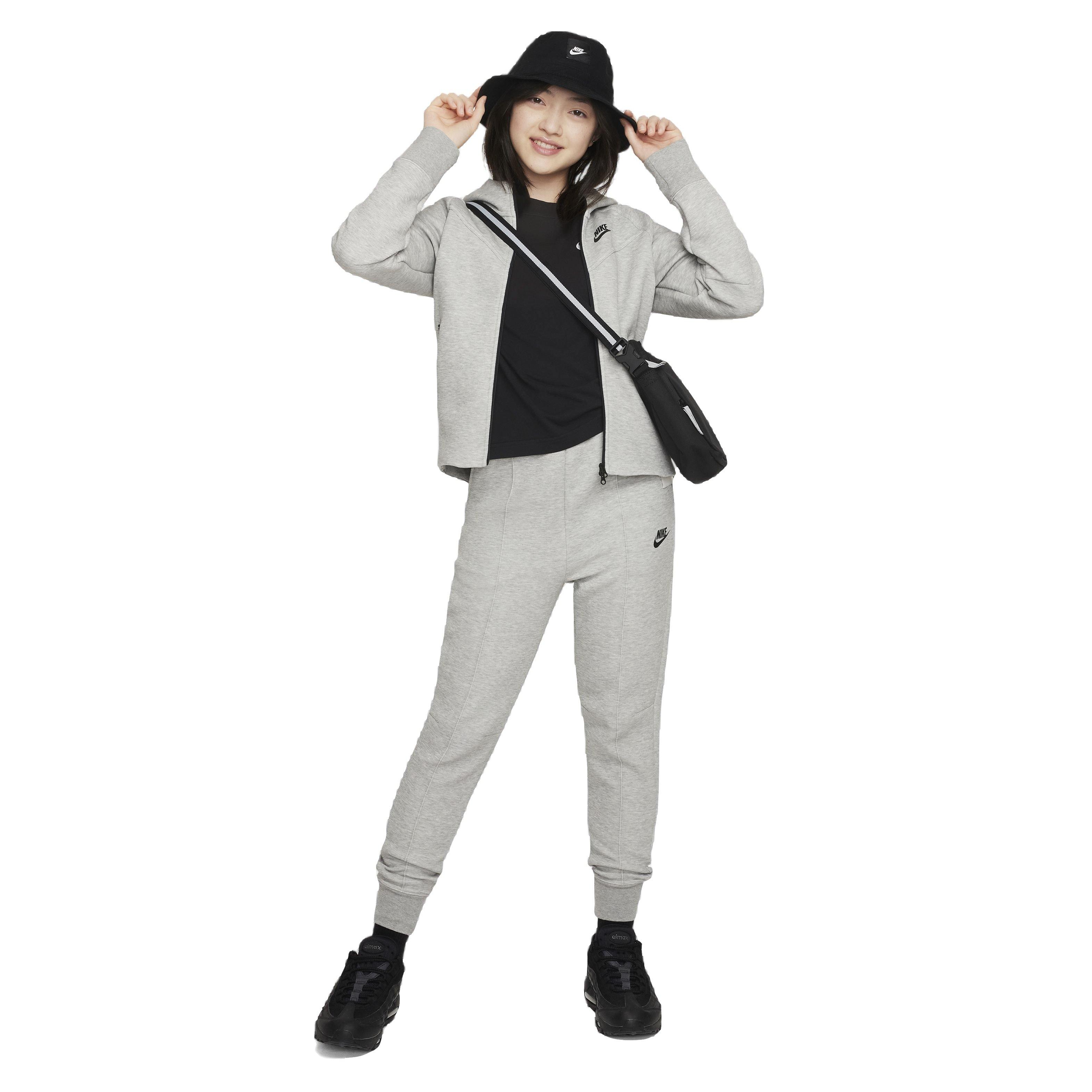 Nike Girls' Sportswear Tech Fleece Full-Zip LS Hooded Jacket - DK GREY Thumbnail View 5