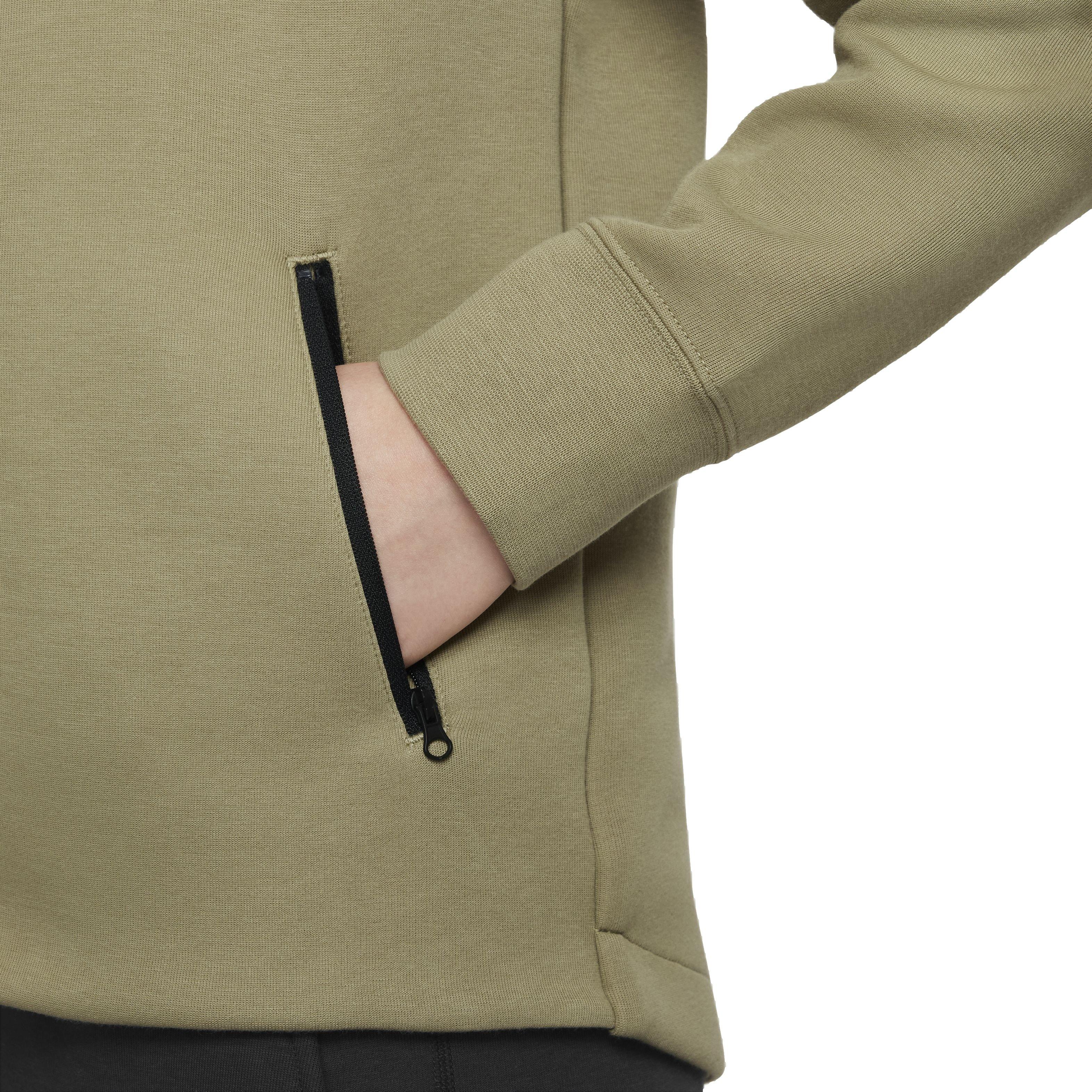 Nike Girls' Sportswear Tech Fleece Full-Zip LS Hooded Jacket - OLIVE Thumbnail View 4