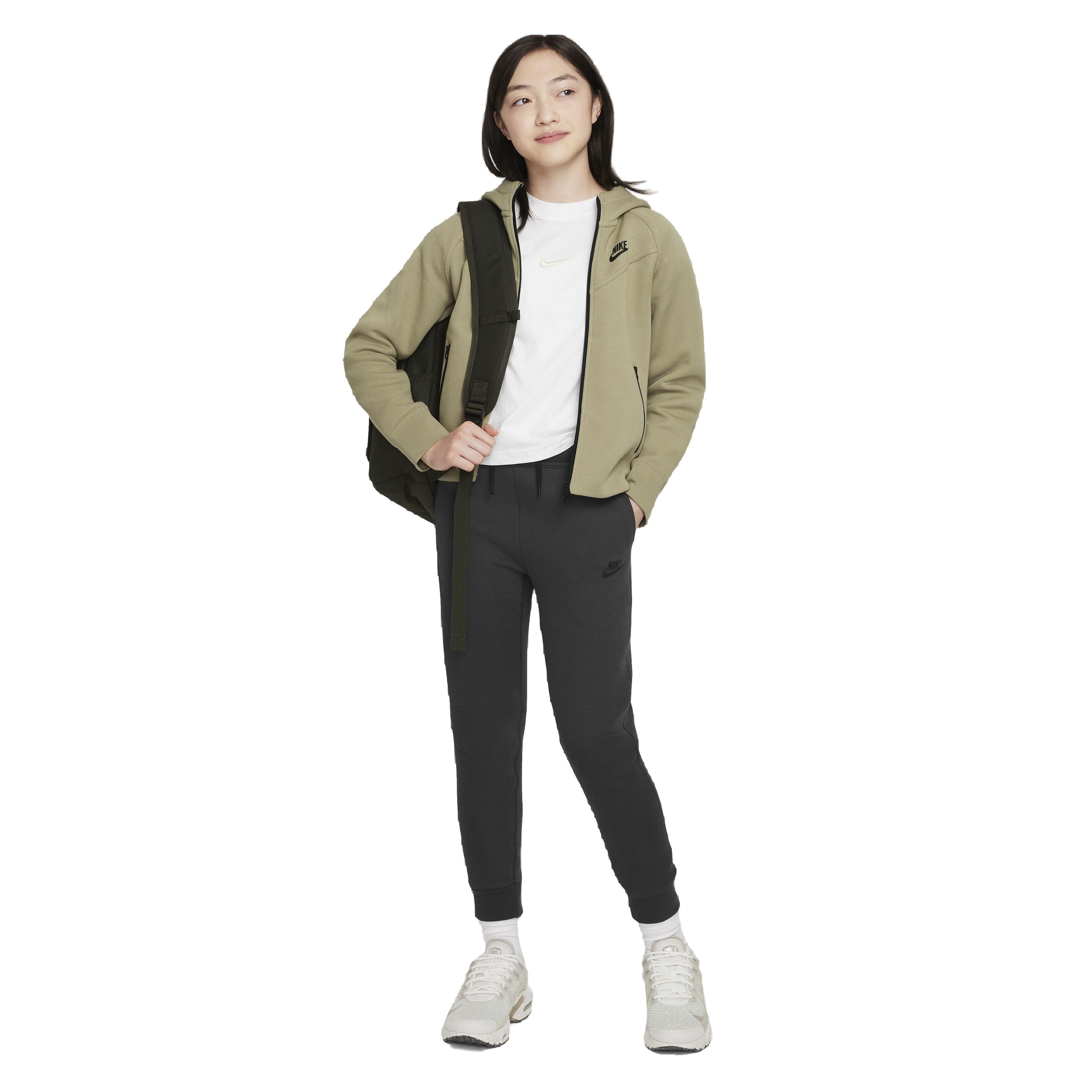 Nike Girls' Sportswear Tech Fleece Full-Zip LS Hooded Jacket - OLIVE Thumbnail View 5