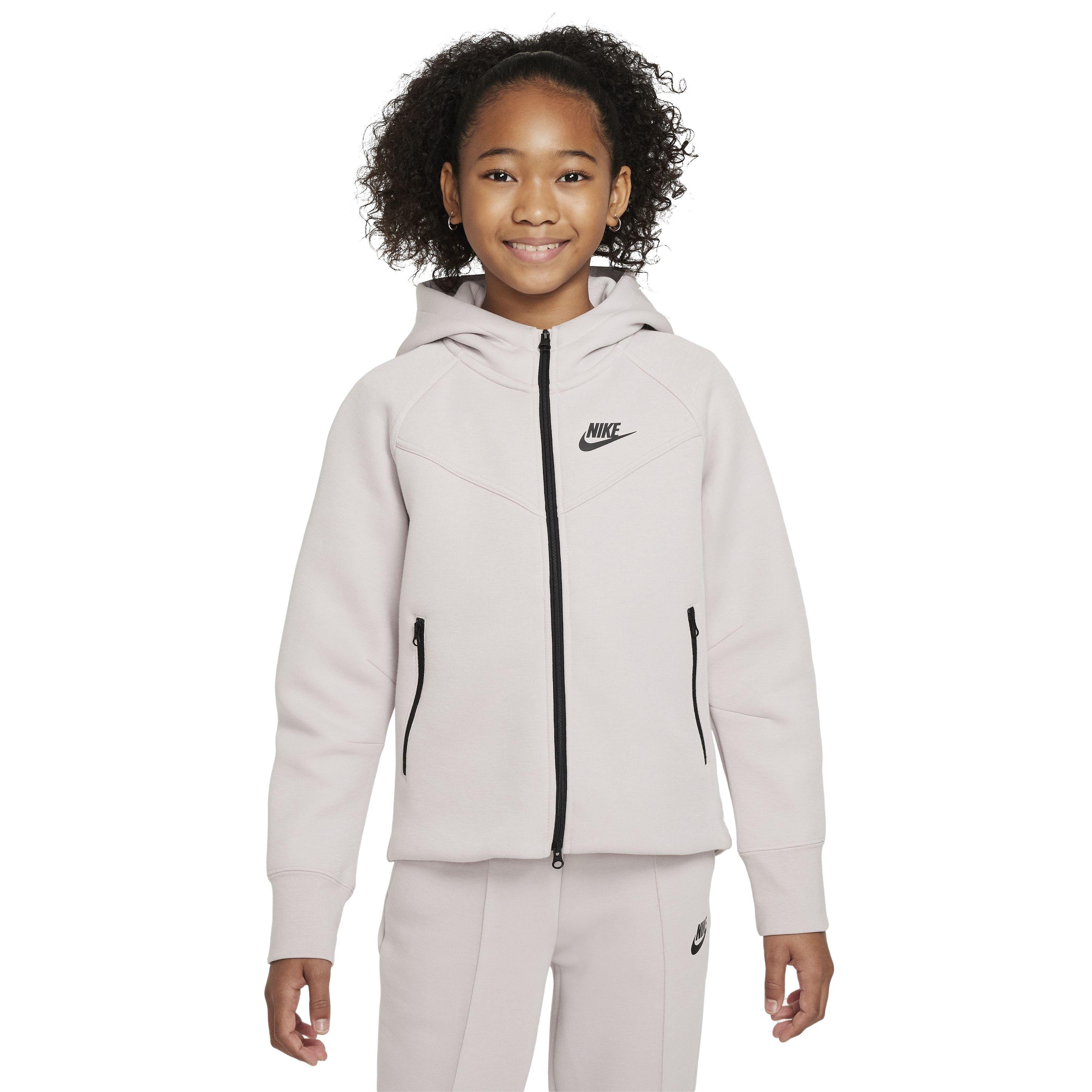 Nike Girls' Sportswear Tech Fleece Full-Zip LS Hooded Jacket - BEIGE Thumbnail View 1